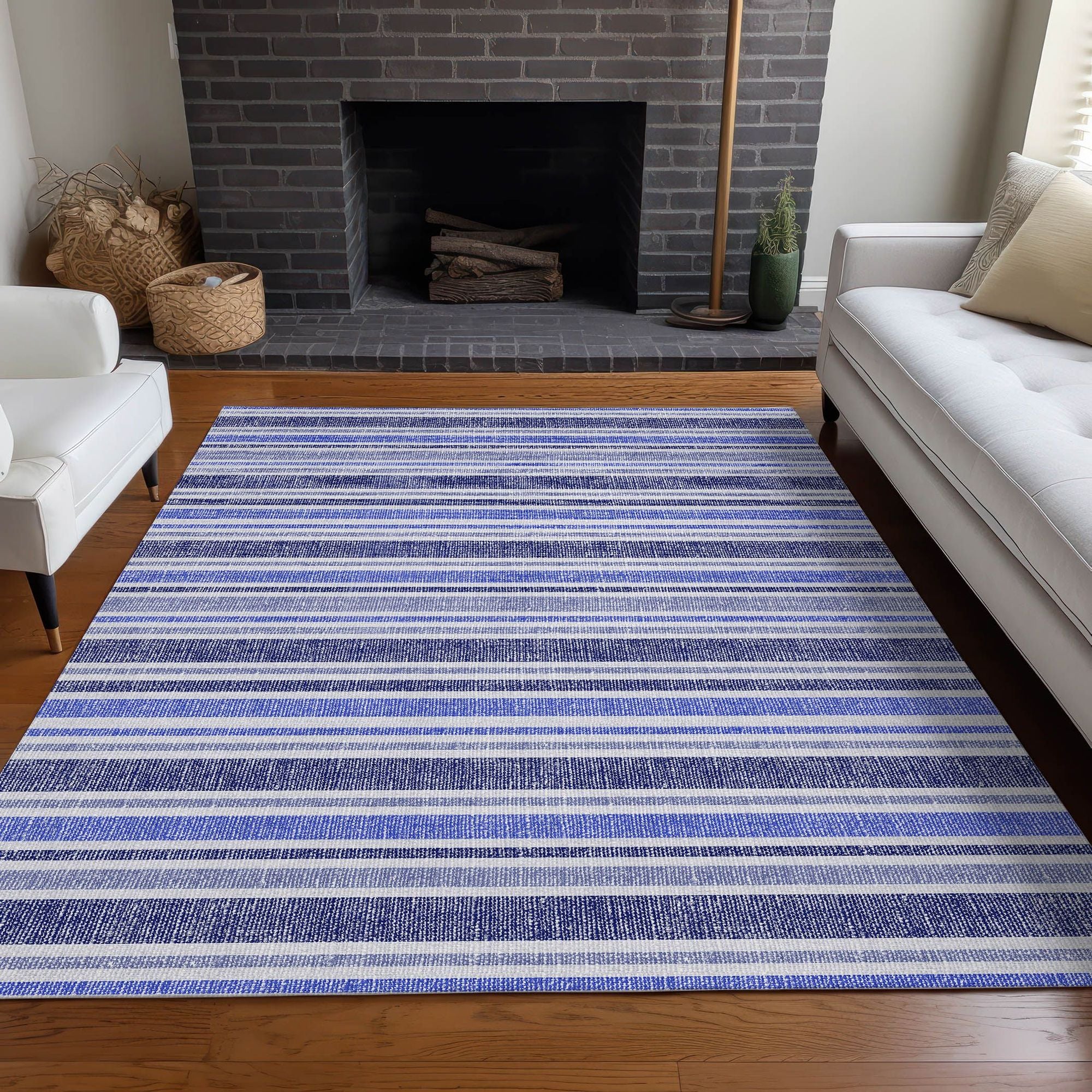 Machine Made ACN531 Blue Rugs