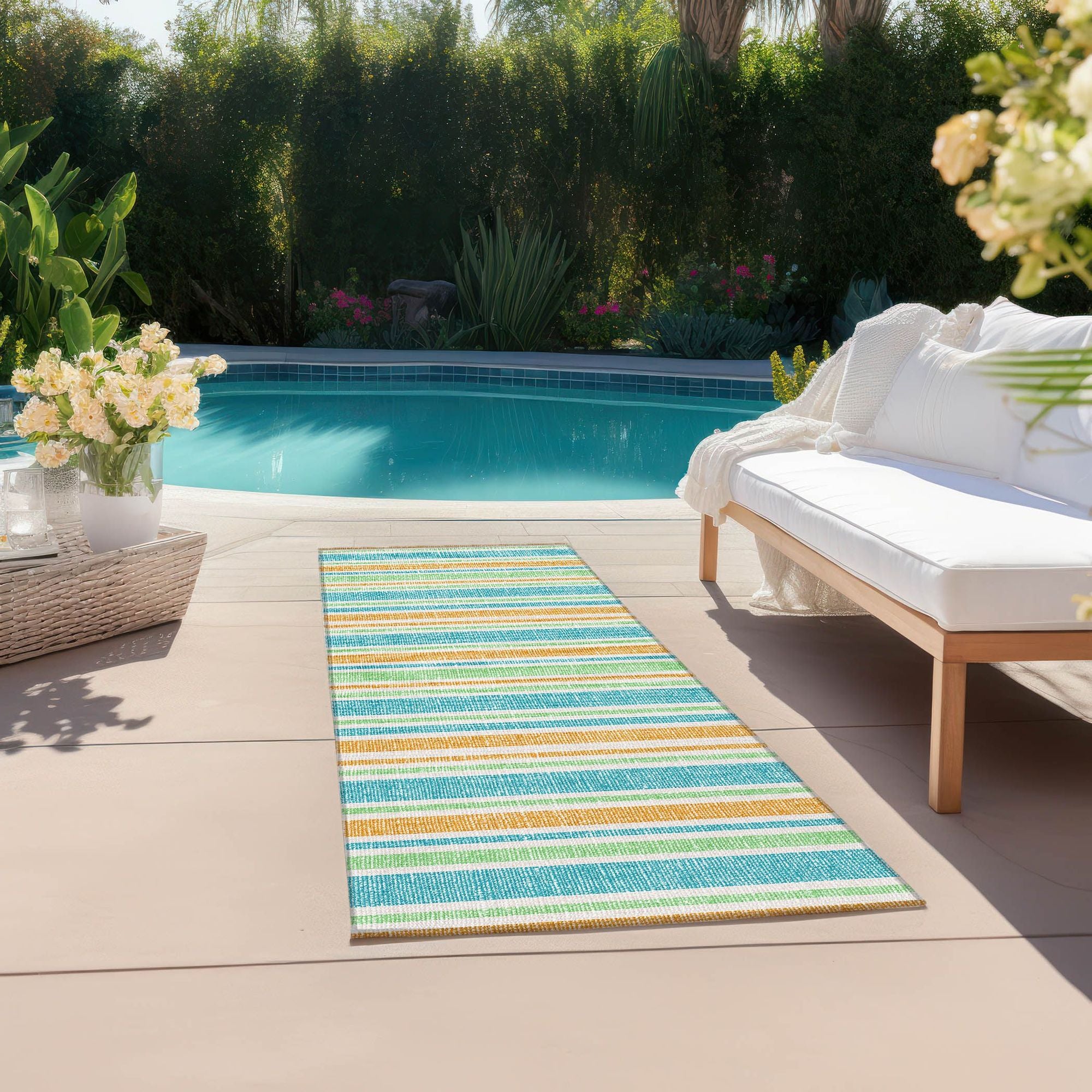 Machine Made ACN531 Teal Rugs