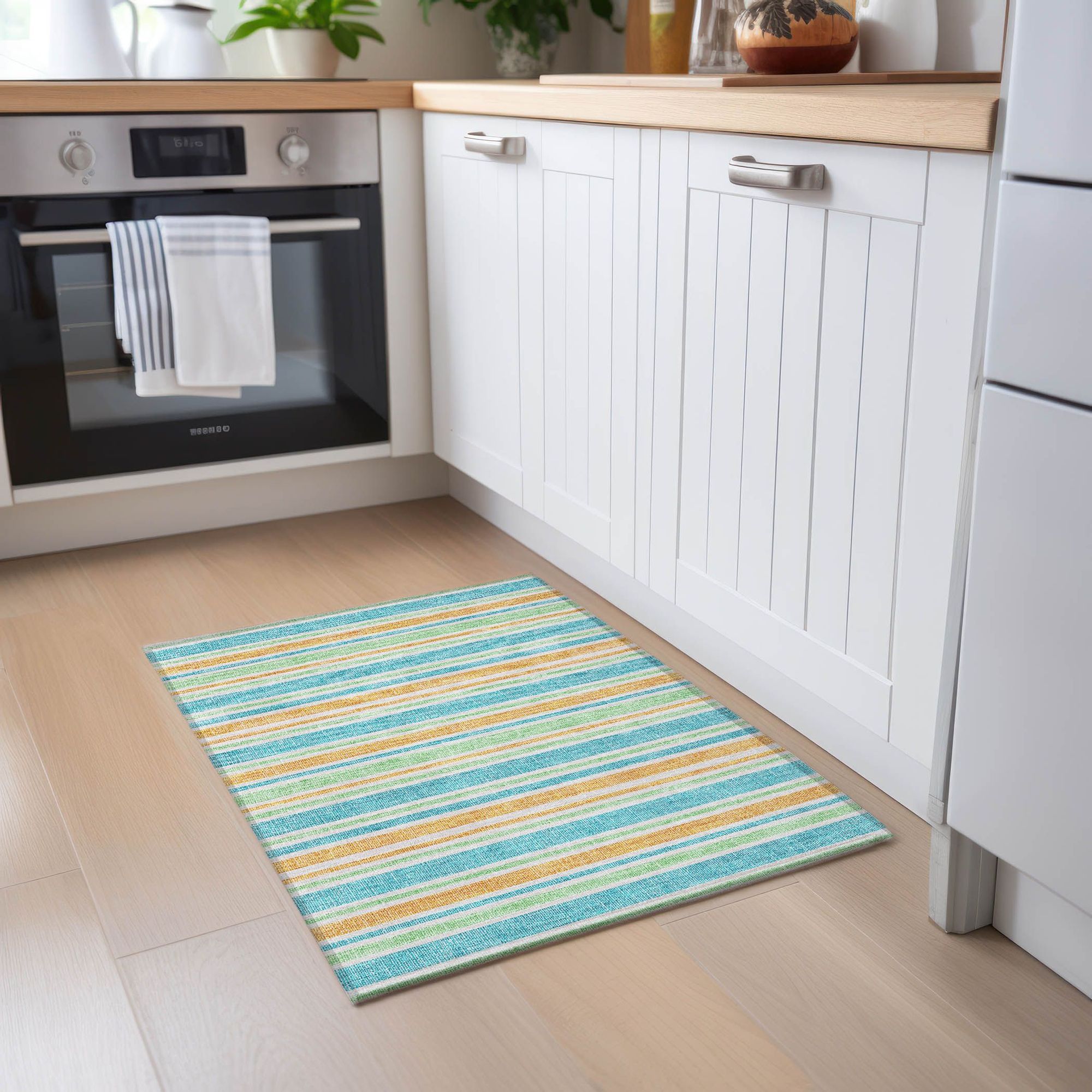 Machine Made ACN531 Teal Rugs