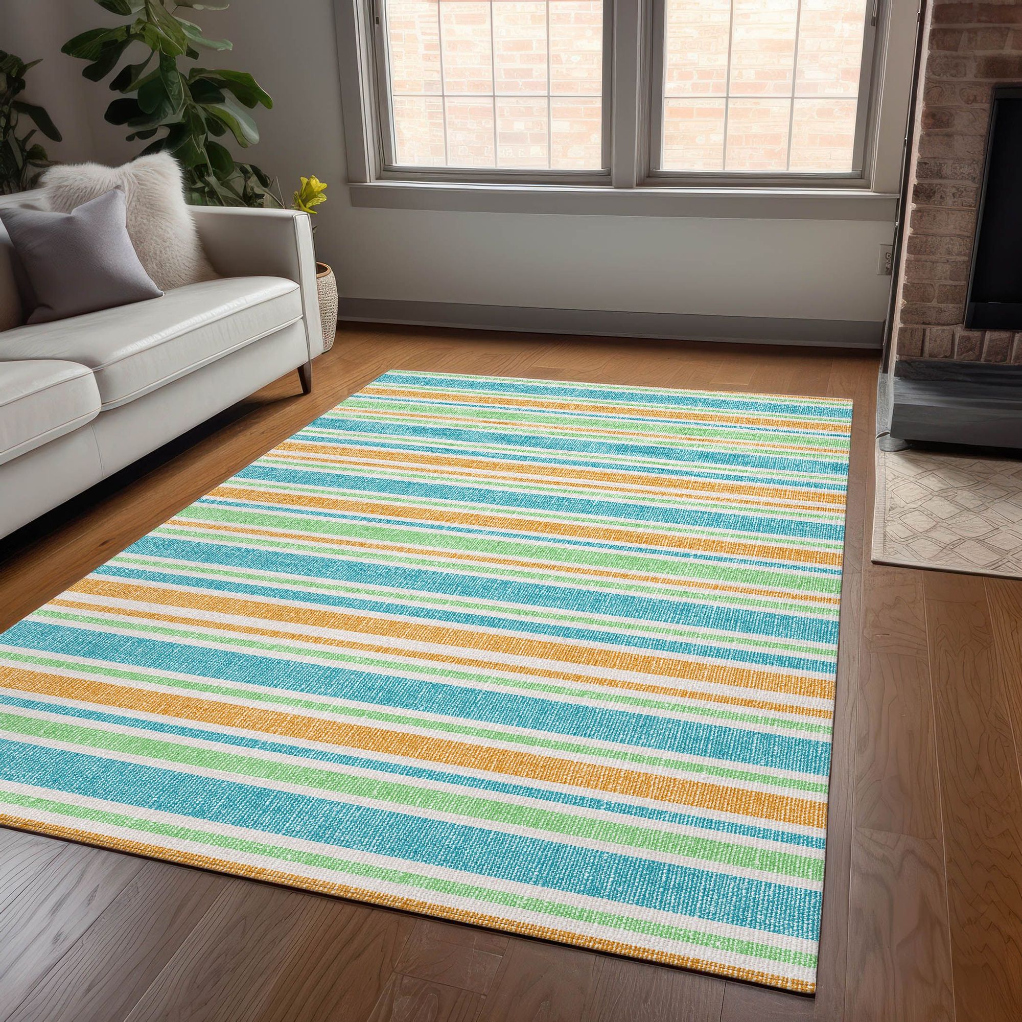 Machine Made ACN531 Teal Rugs
