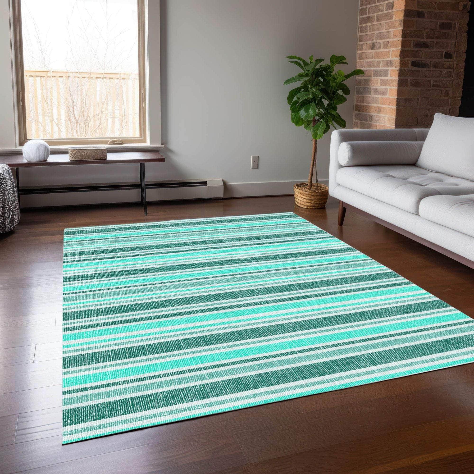 Machine Made ACN531 Turquoise Teal Rugs