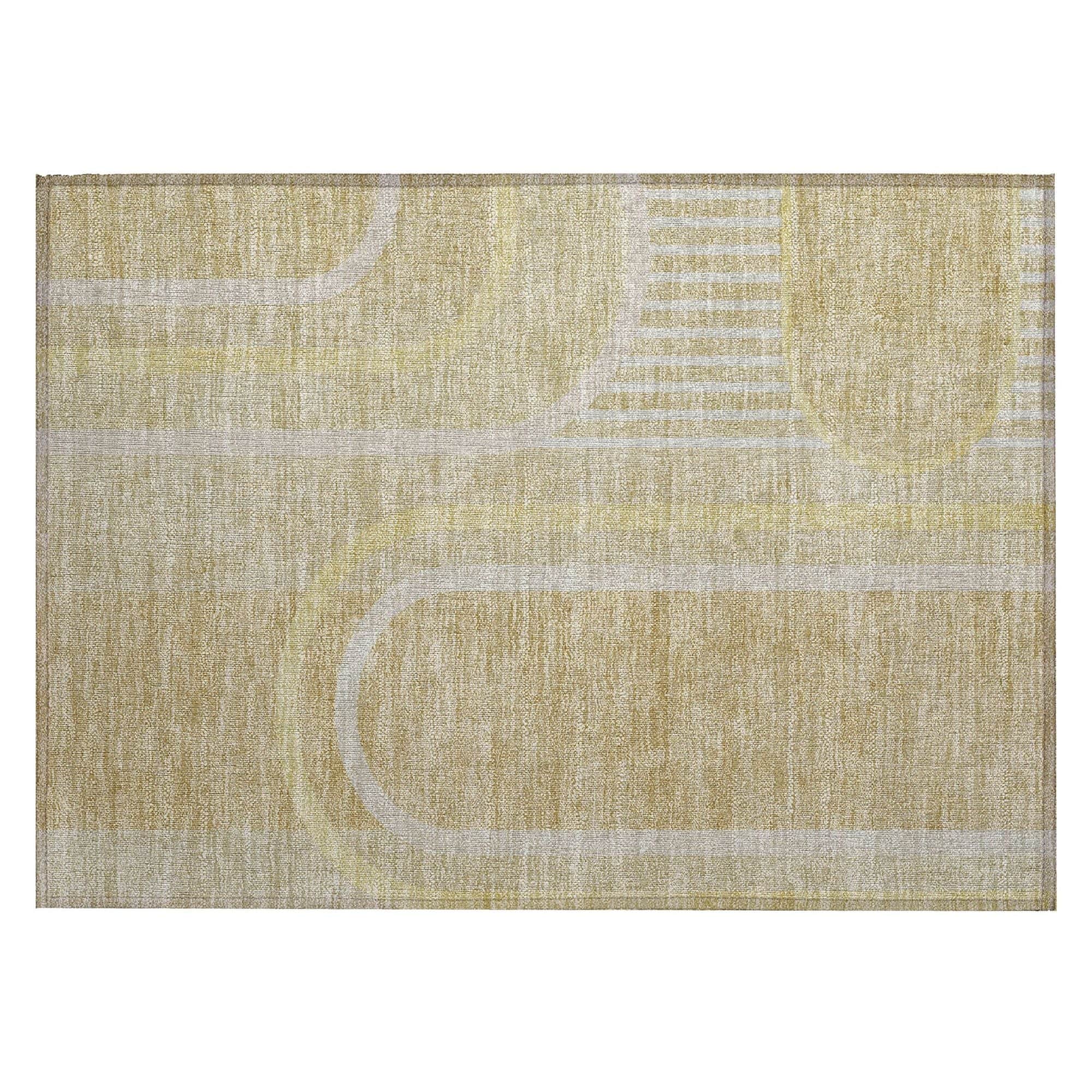 Machine Washable Beige Brown Rug - Indoor / Outdoor - Kids / Pet Friendly Art Deco Print Rug