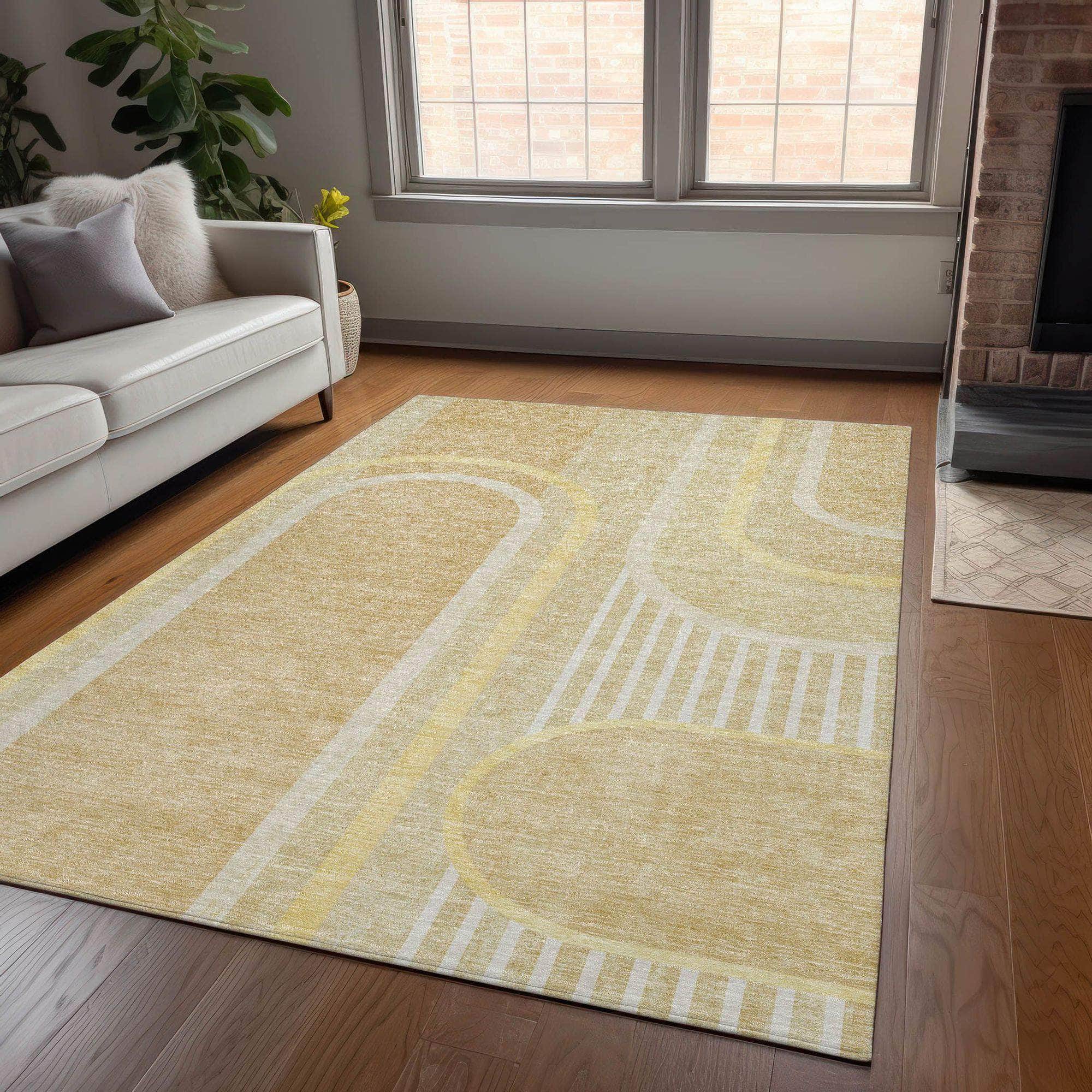 Machine Made ACN532 Beige Brown Rugs