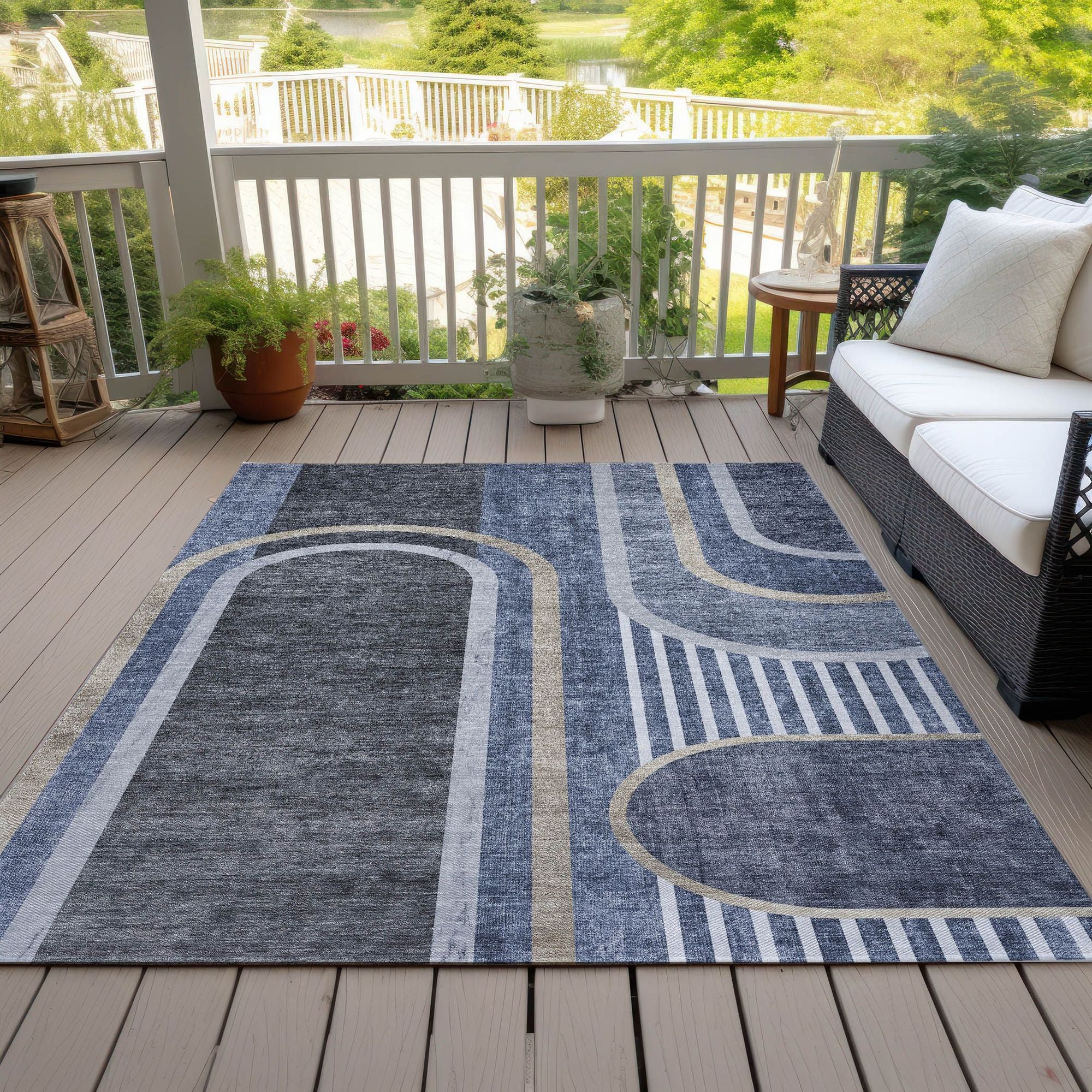 Machine Made ACN532 Navy Blue Rugs