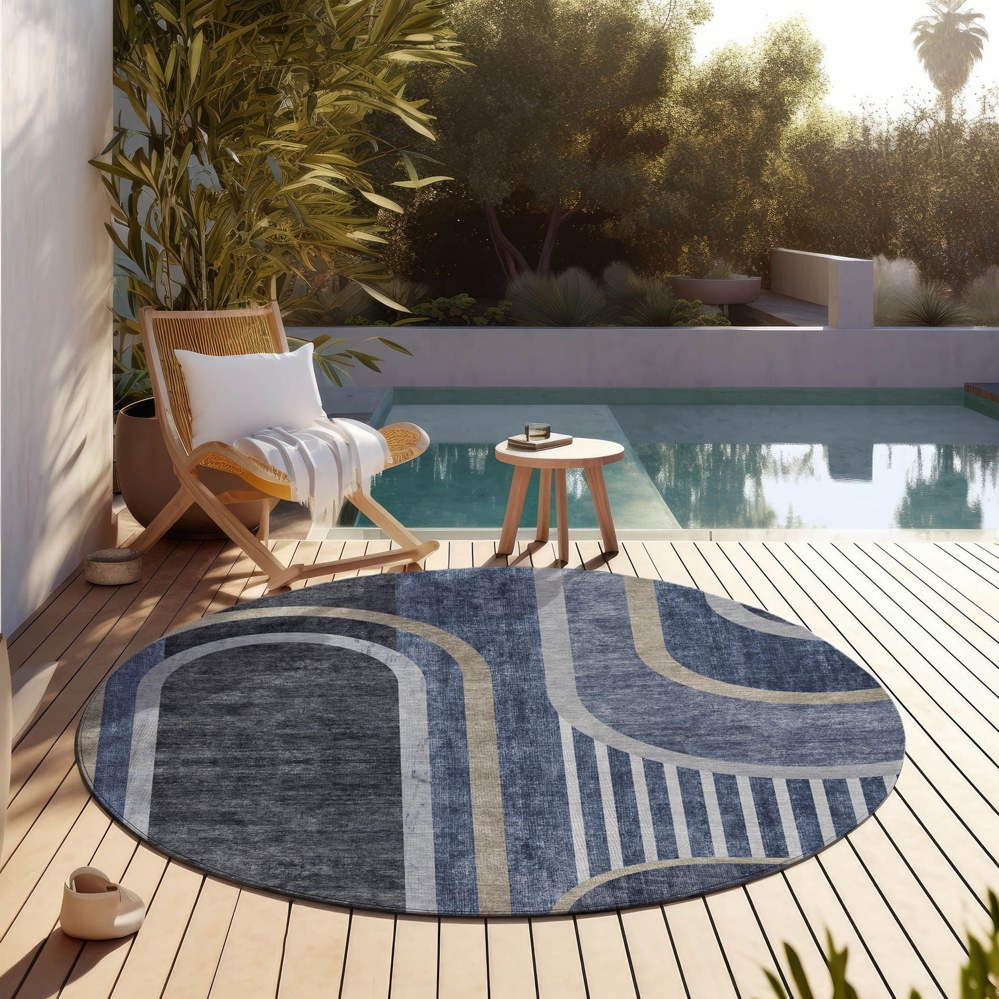 Machine Made ACN532 Navy Blue Rugs