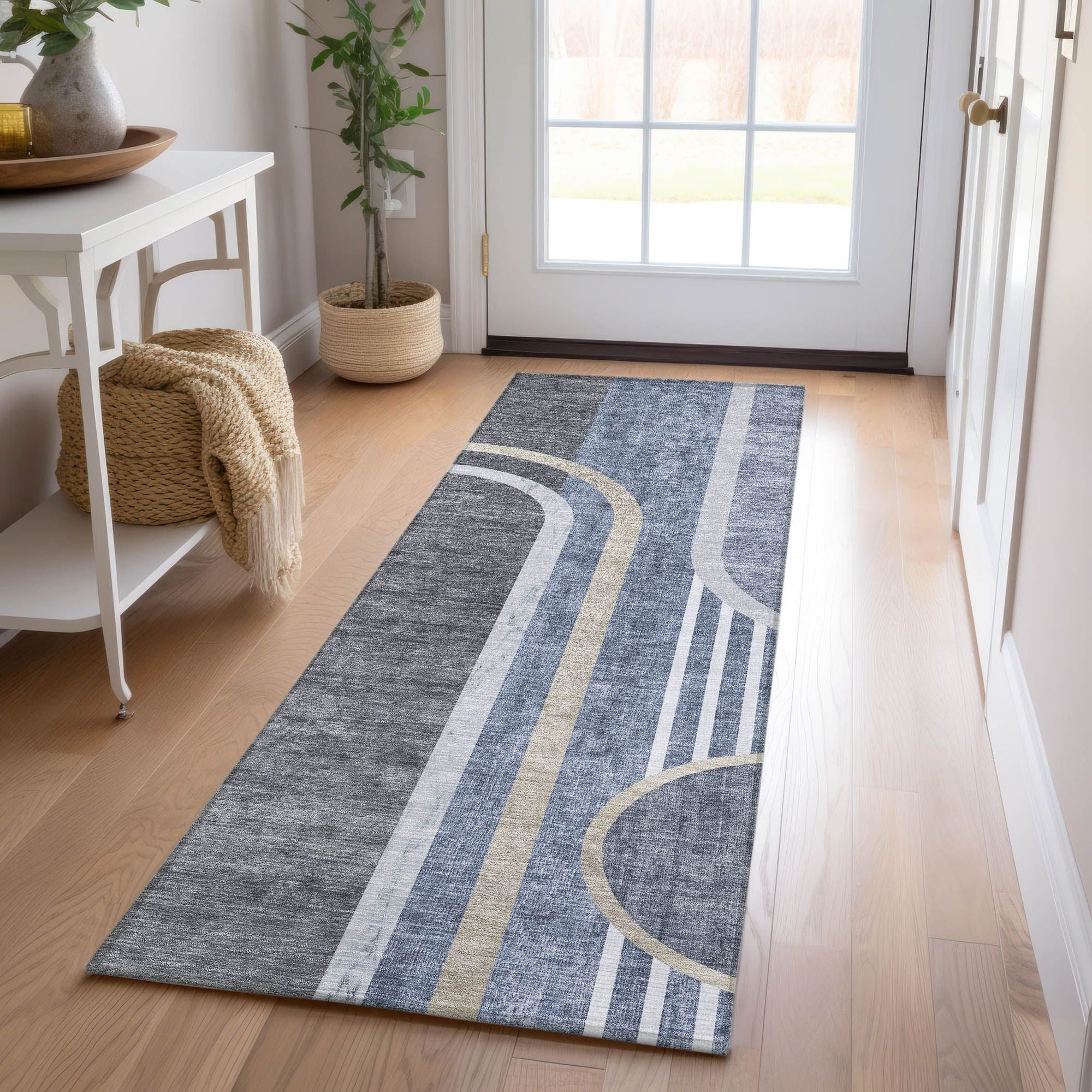 Machine Made ACN532 Navy Blue Rugs