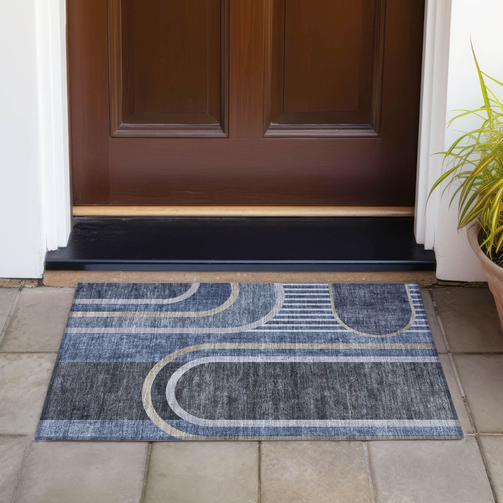 Machine Made ACN532 Navy Blue Rugs