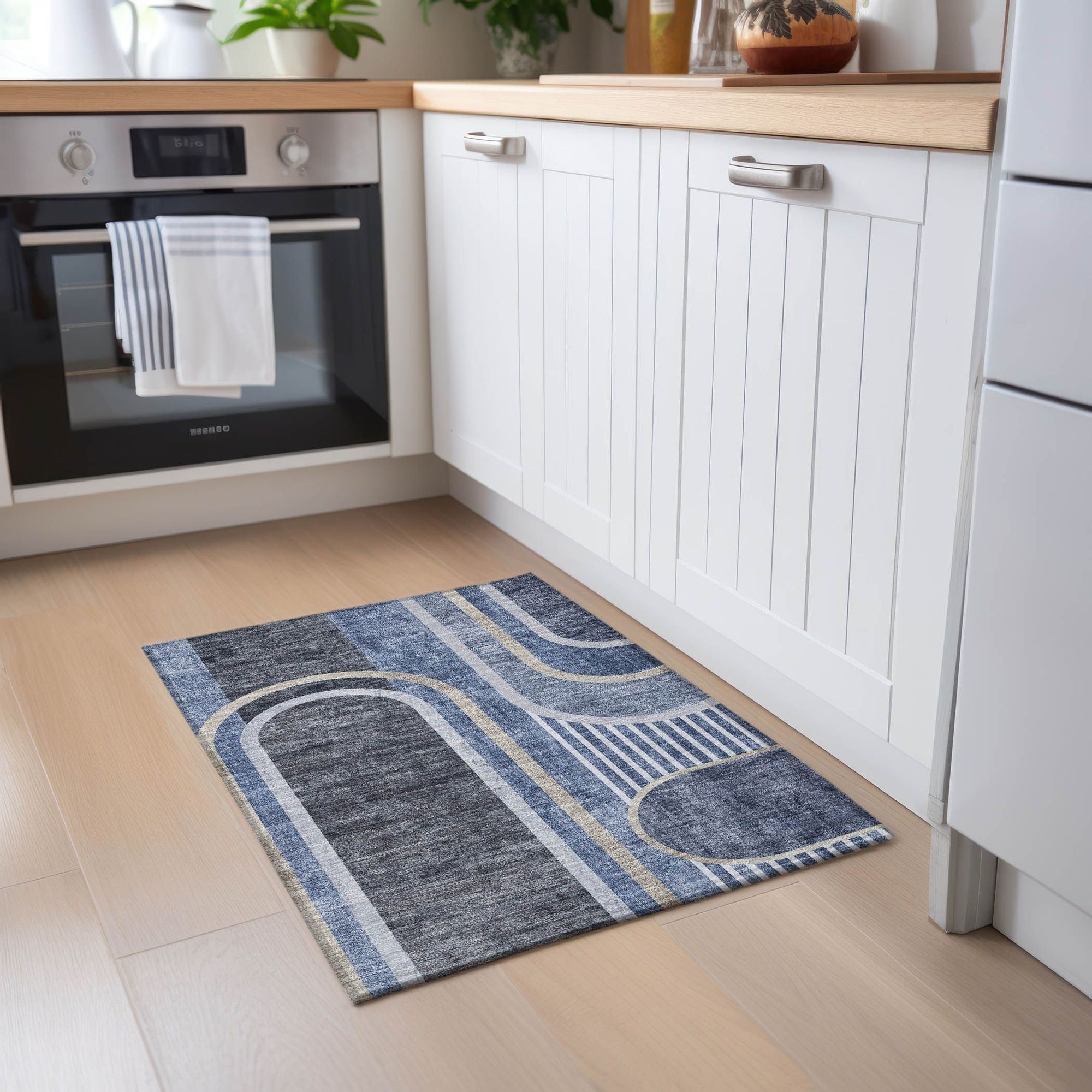 Machine Made ACN532 Navy Blue Rugs