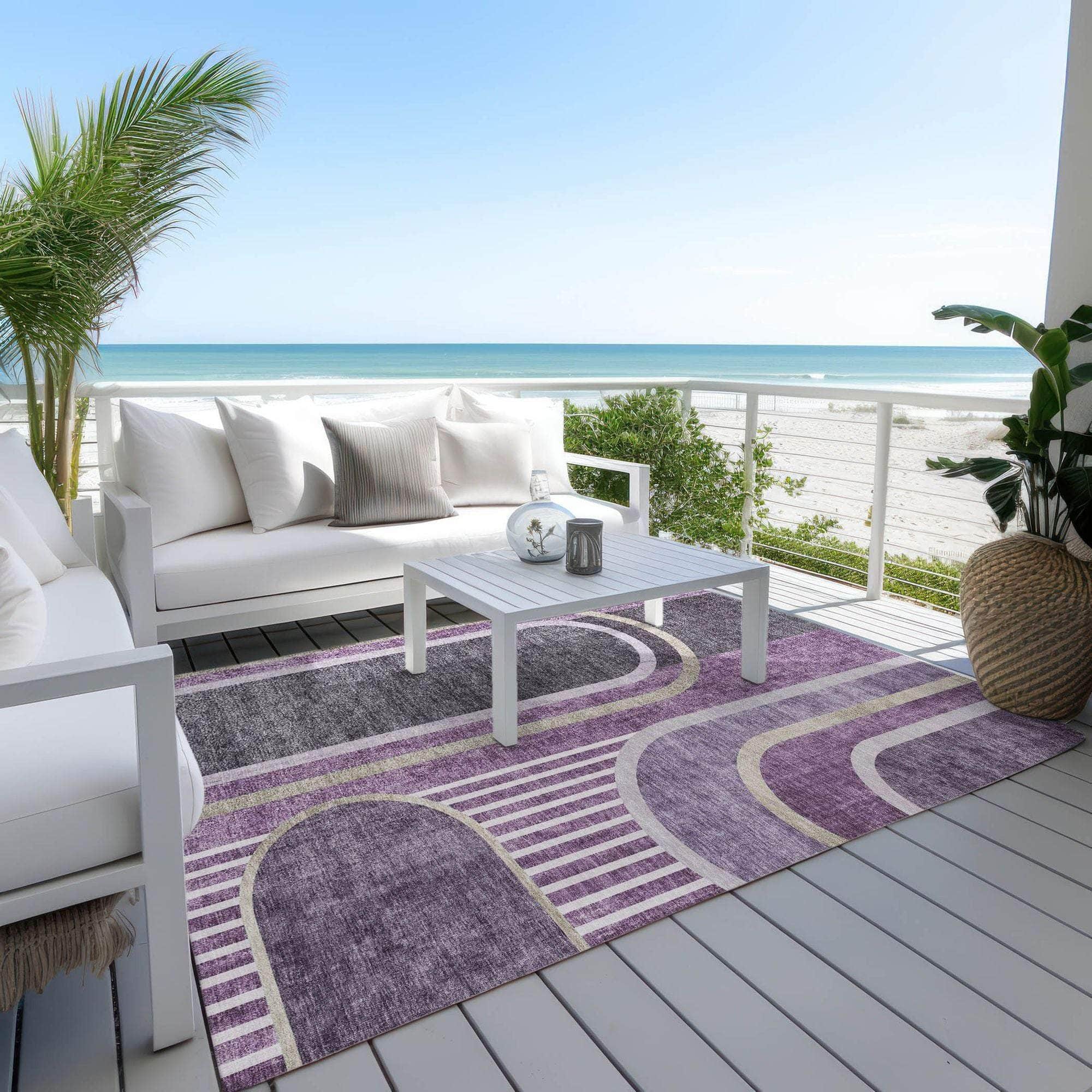 Machine Made ACN532 Purple Rugs