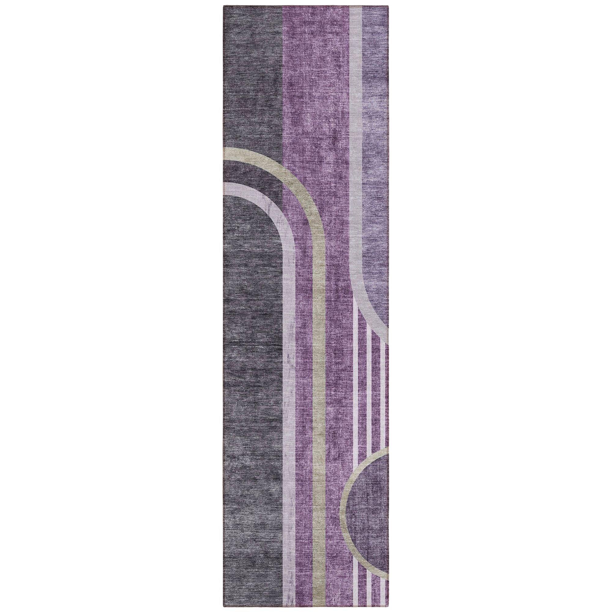 Machine Washable Purple Rug - Indoor / Outdoor - Kids / Pet Friendly Art Deco Print Rug