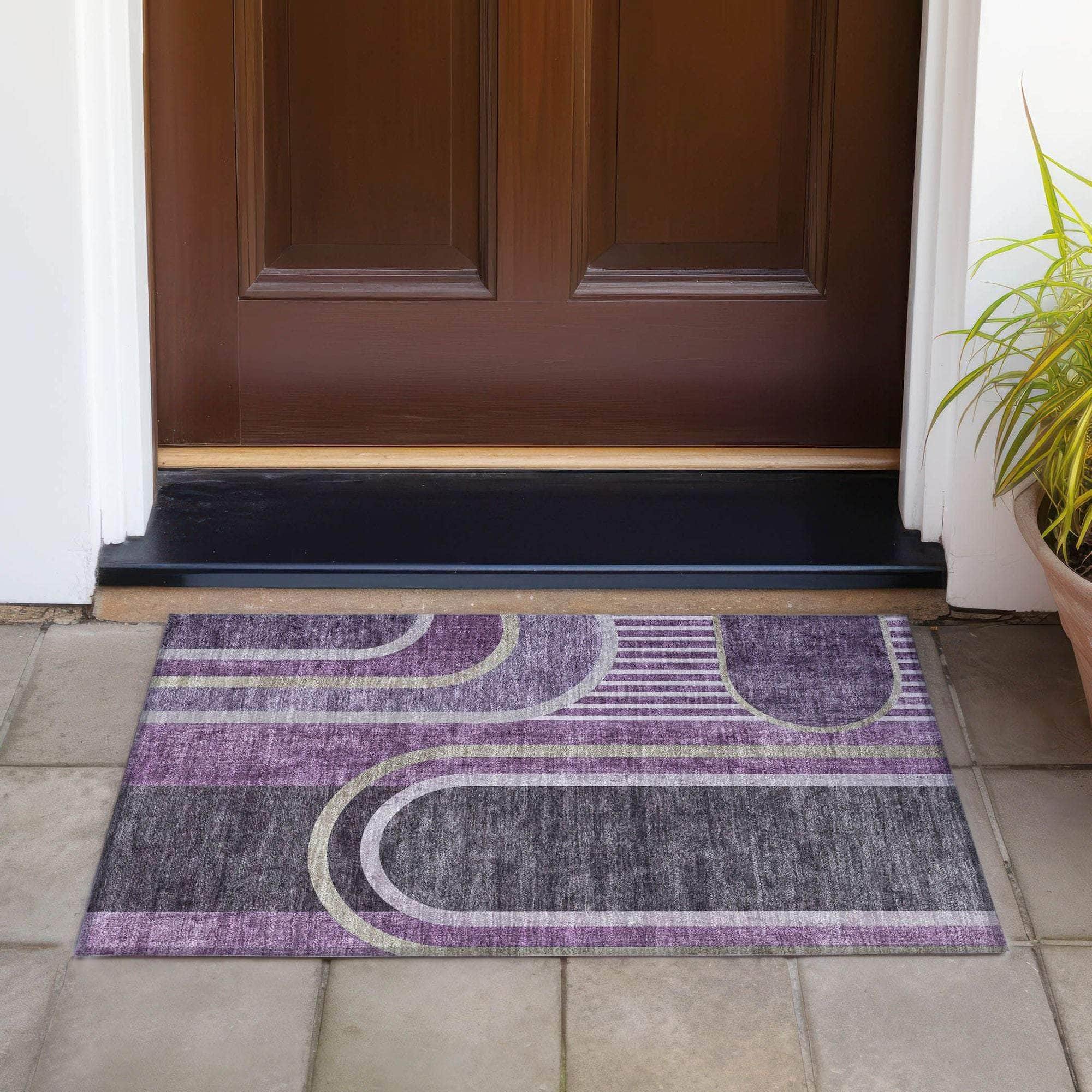 Machine Made ACN532 Purple Rugs