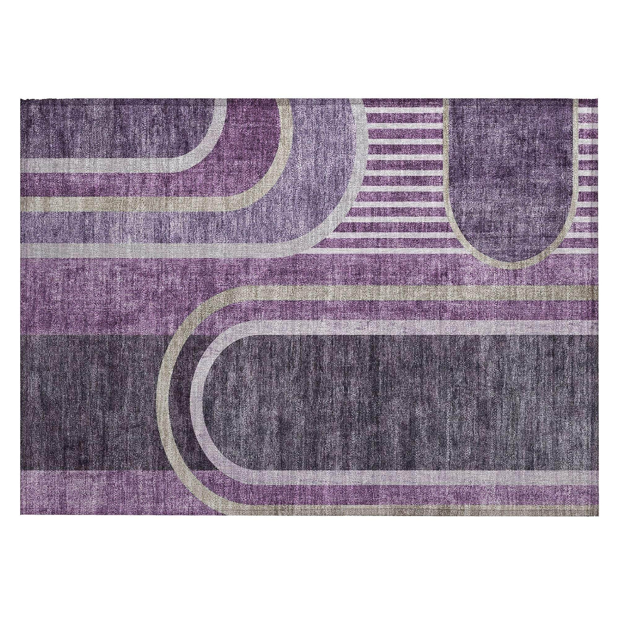 Machine Washable Purple Rug - Indoor / Outdoor - Kids / Pet Friendly Art Deco Print Rug