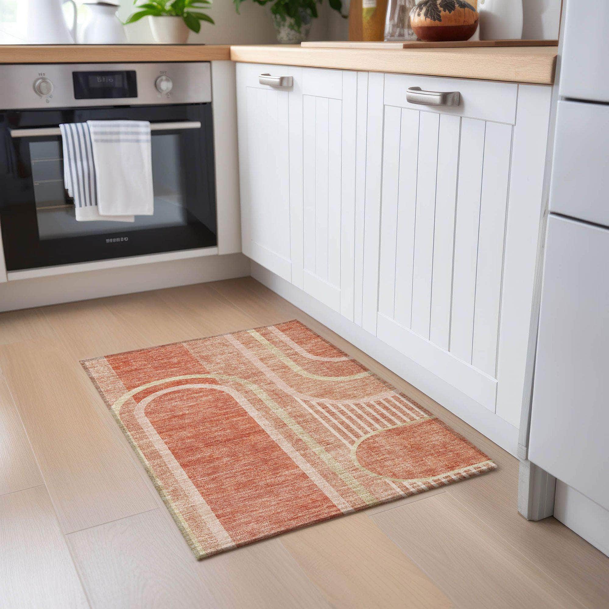 Machine Made ACN532 Salmon Orange Rugs