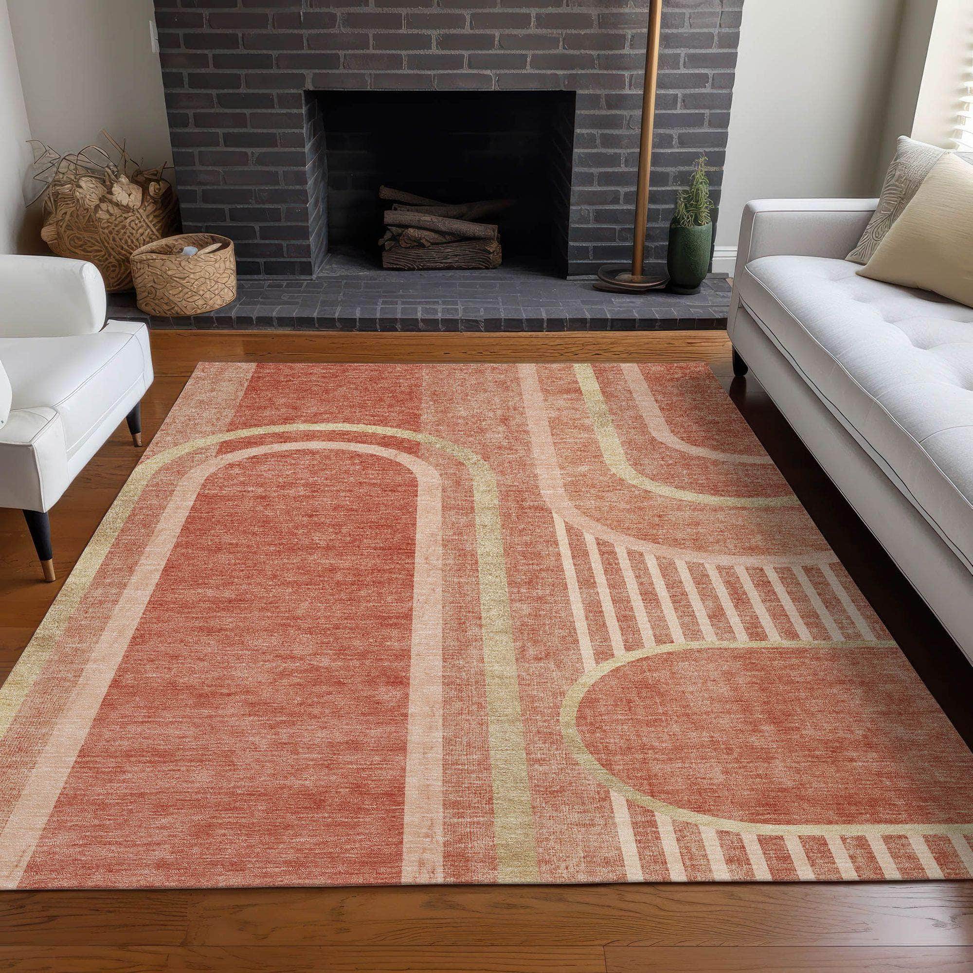 Machine Made ACN532 Salmon Orange Rugs