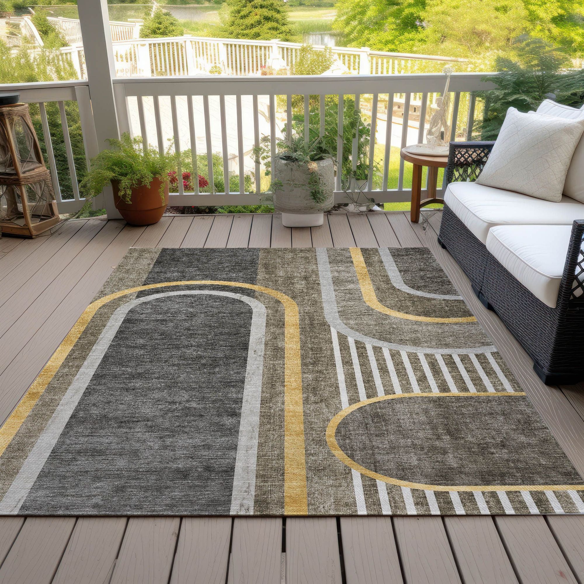 Machine Made ACN532 Taupe Brown Rugs
