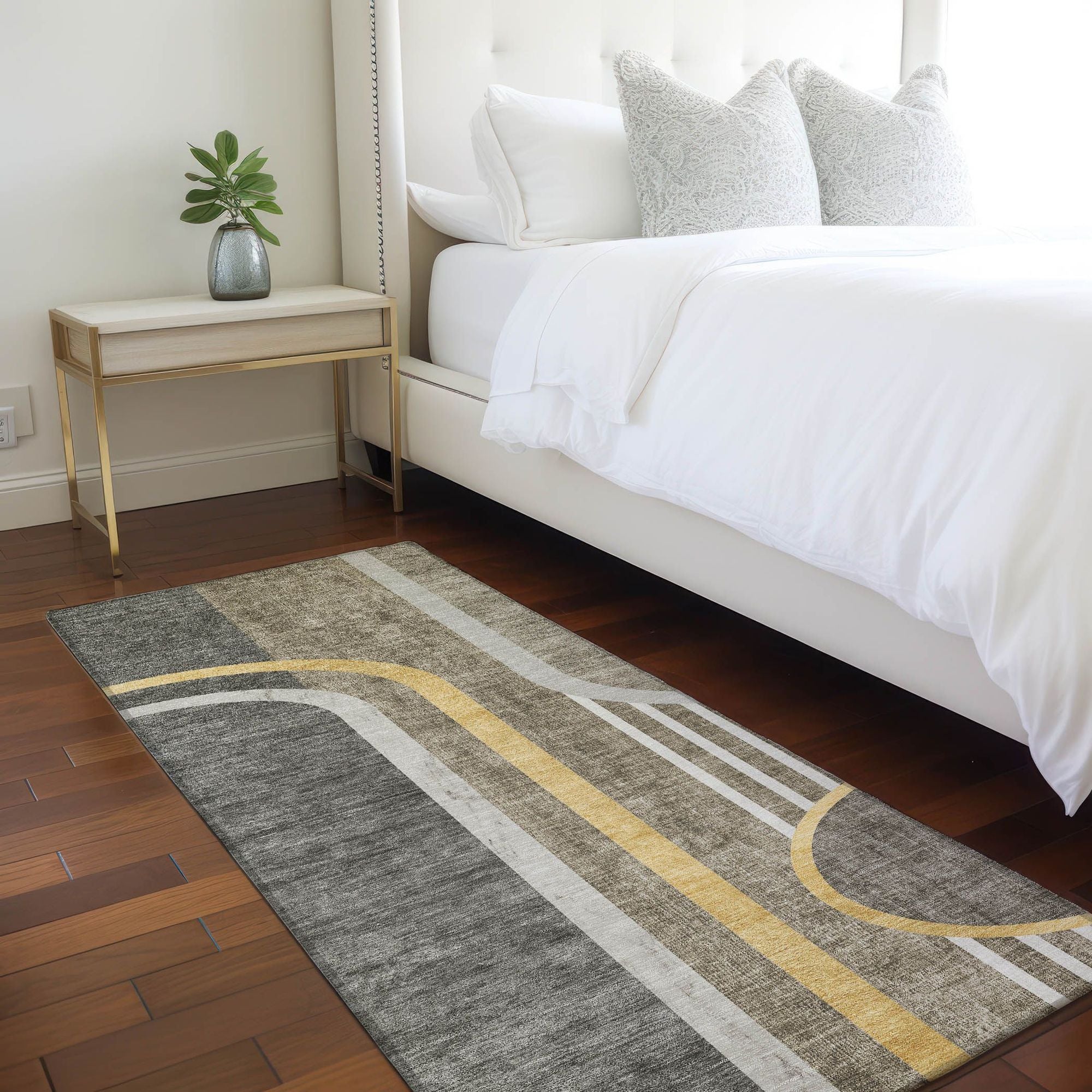 Machine Made ACN532 Taupe Brown Rugs
