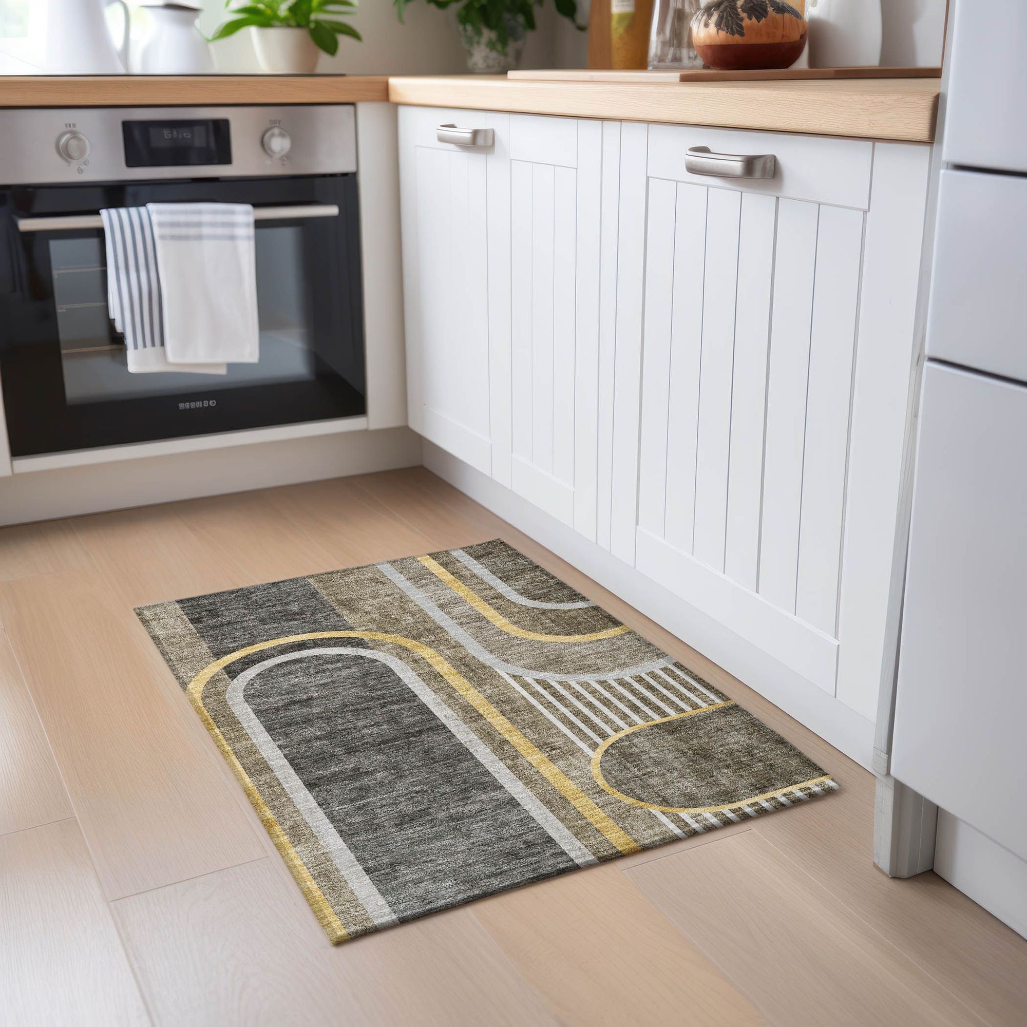Machine Made ACN532 Taupe Brown Rugs