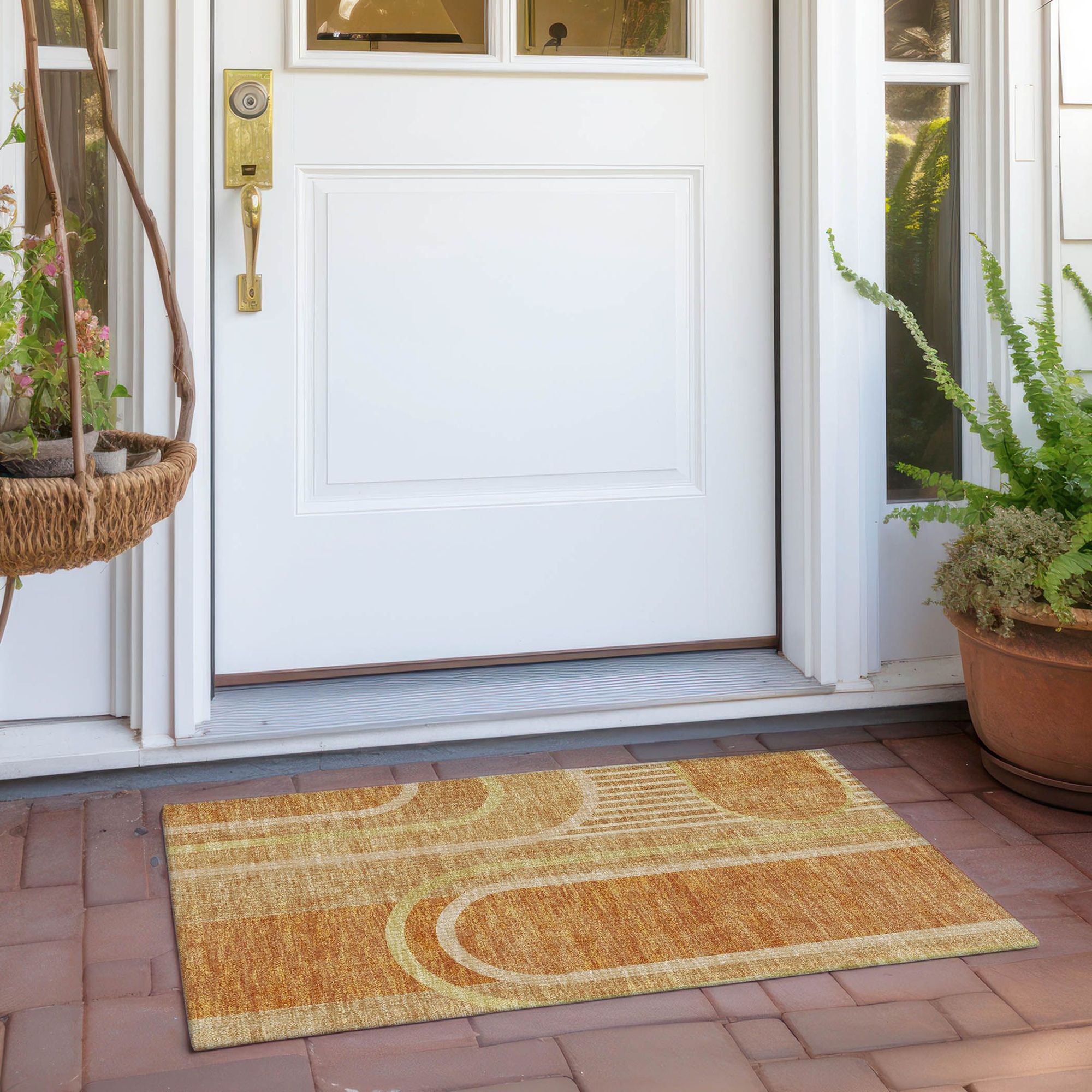Machine Made ACN532 Terracotta Orange Rugs
