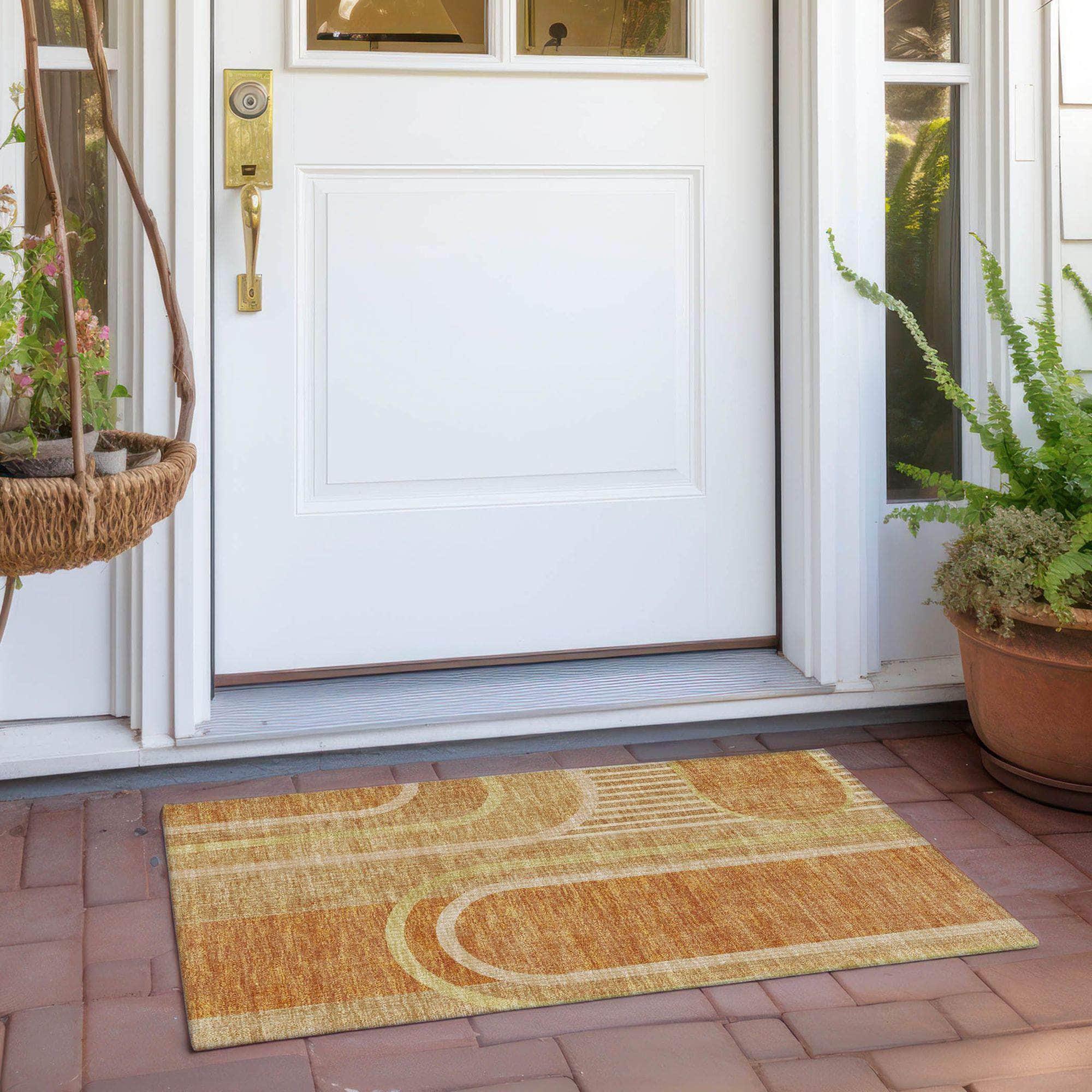 Machine Made ACN532 Terracotta Orange Rugs