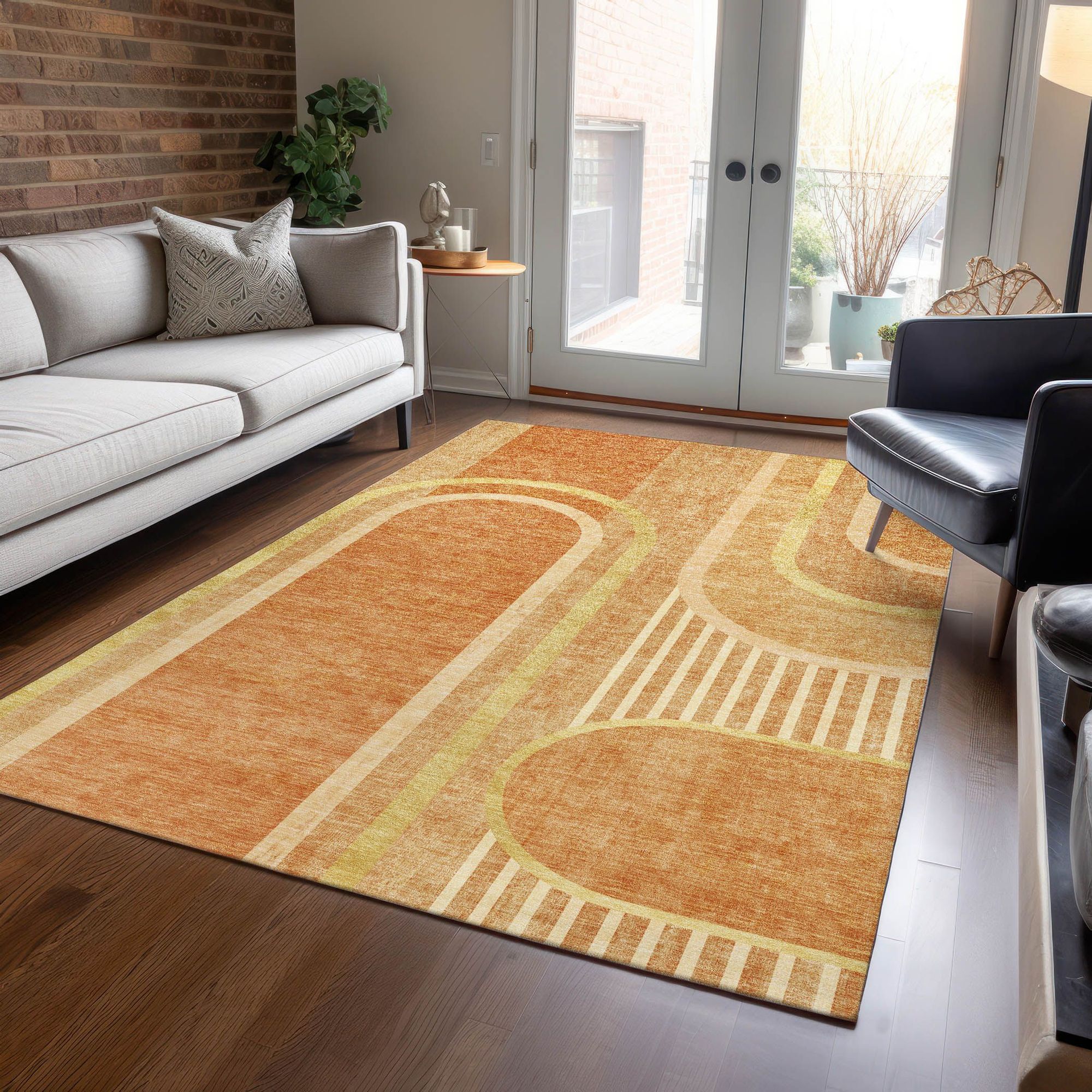 Machine Made ACN532 Terracotta Orange Rugs