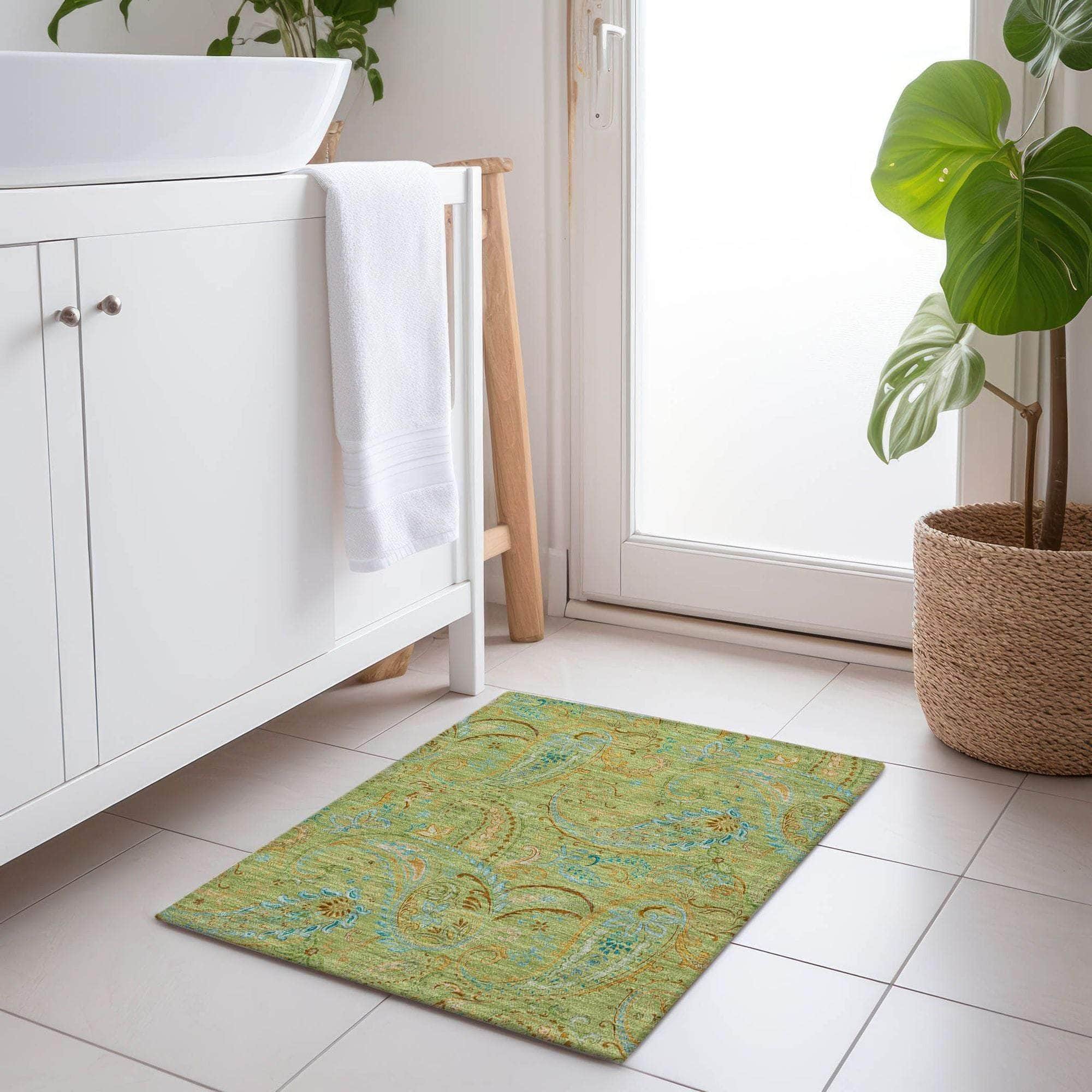 Machine Made ACN533 Aloe Green Rugs