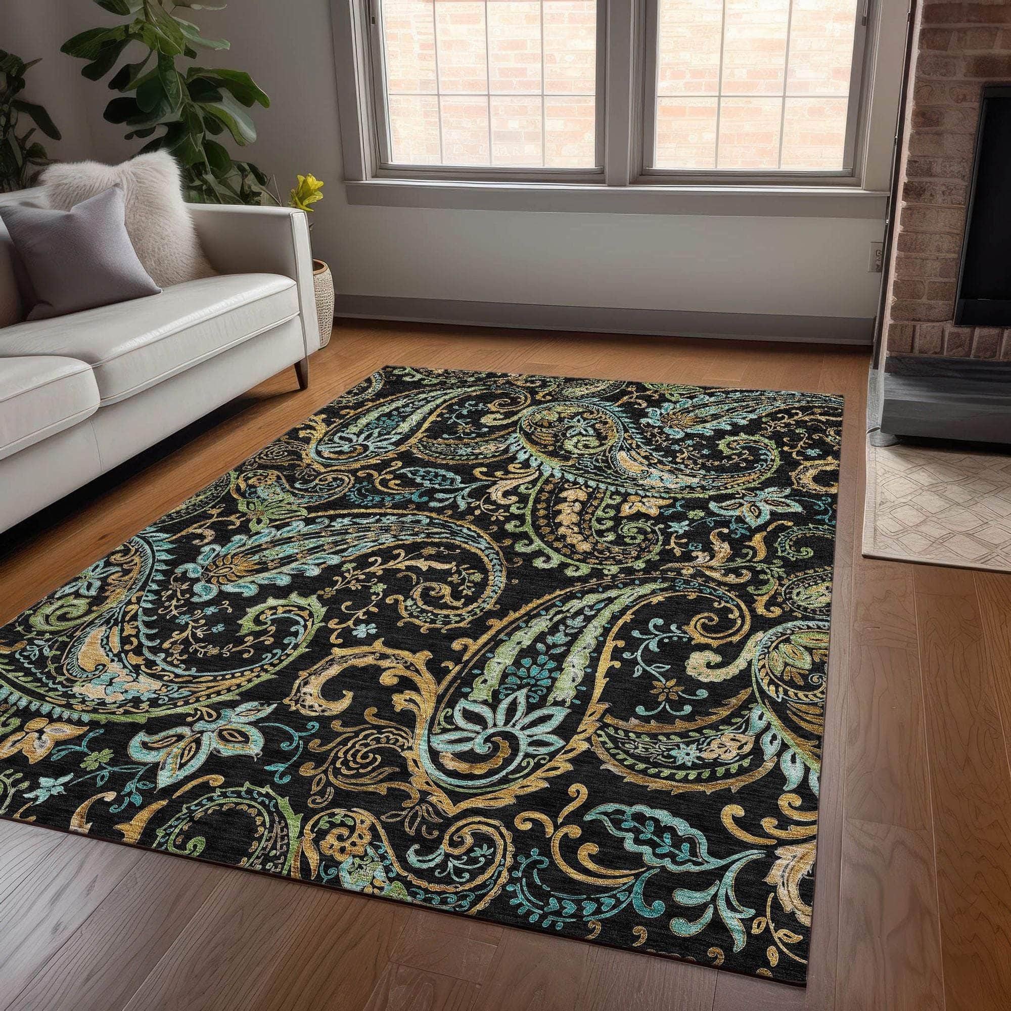 Machine Made ACN533 Black Rugs