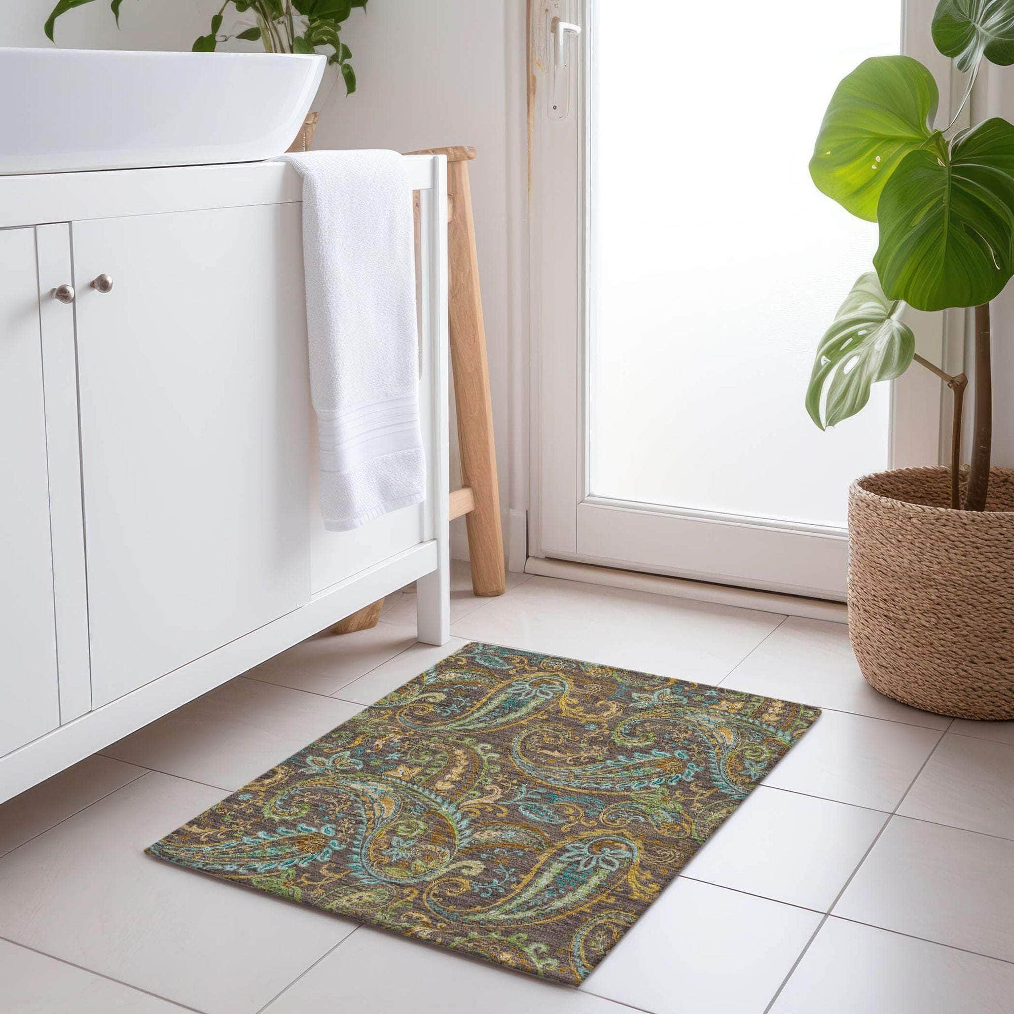 Machine Made ACN533 Chocolate Brown Rugs