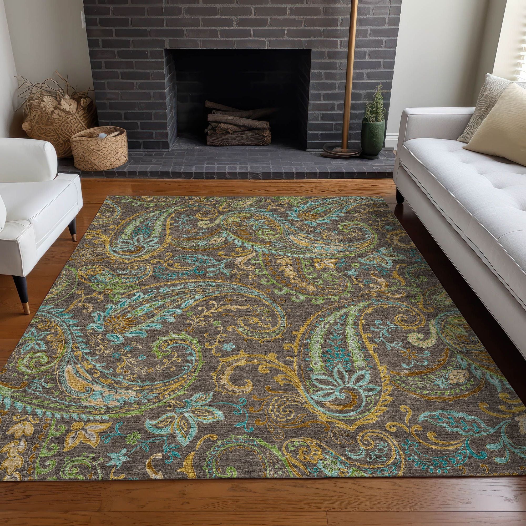 Machine Made ACN533 Chocolate Brown Rugs