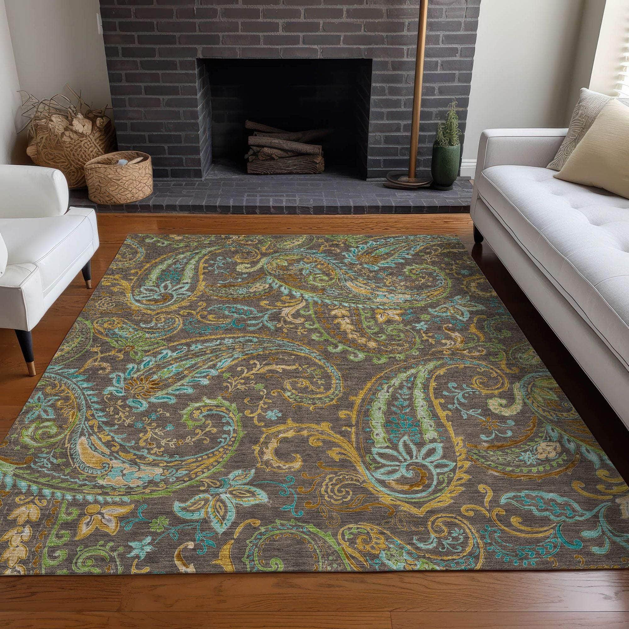 Machine Made ACN533 Chocolate Brown Rugs