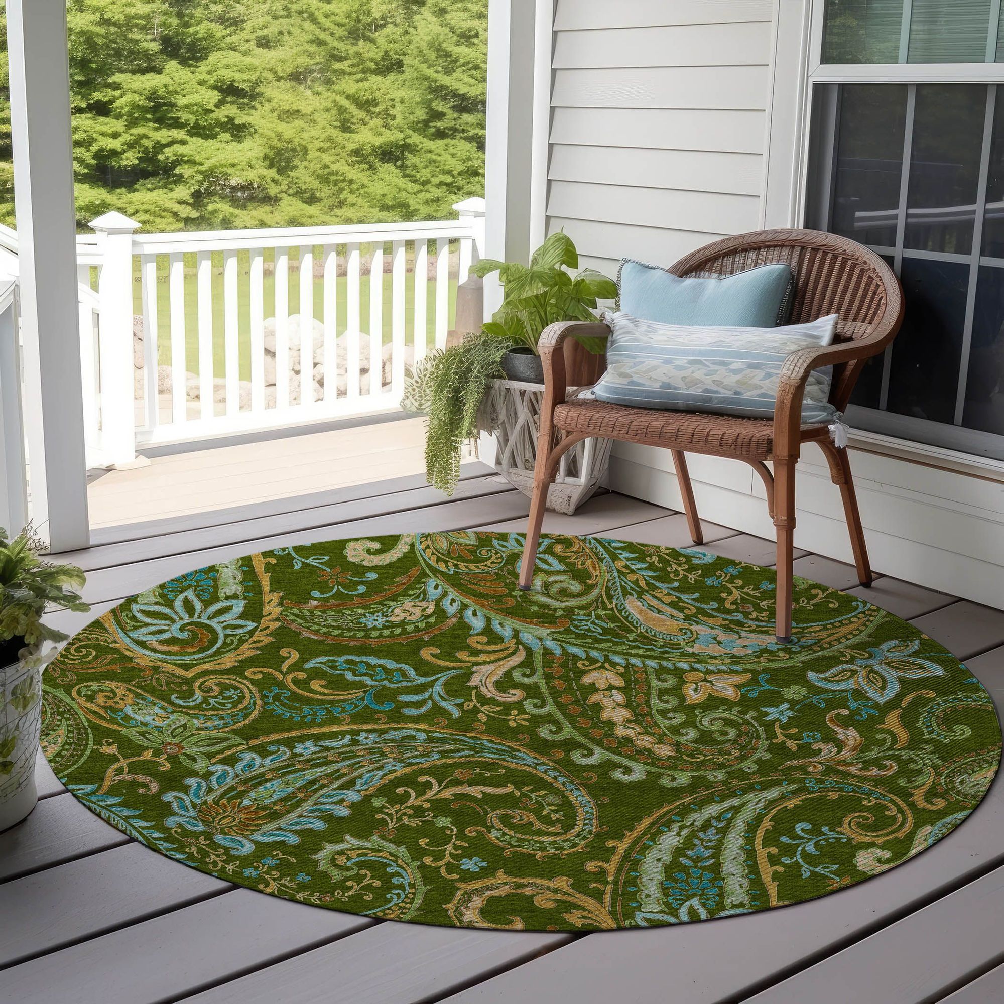 Machine Made ACN533 Green Rugs