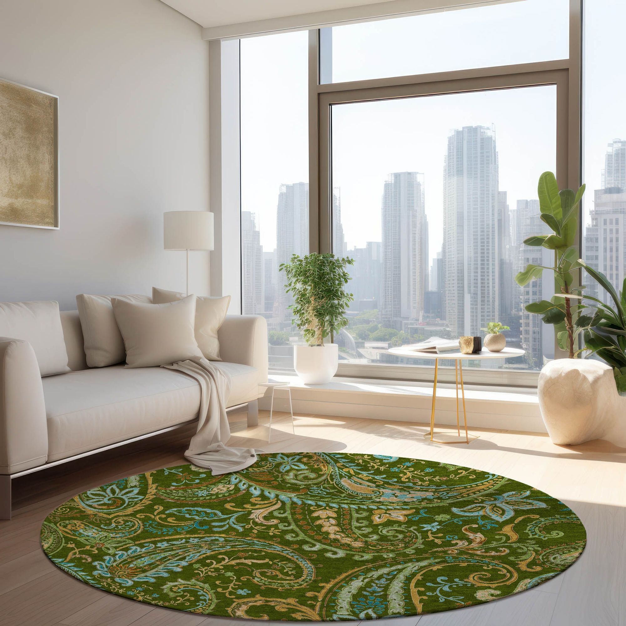 Machine Made ACN533 Green Rugs