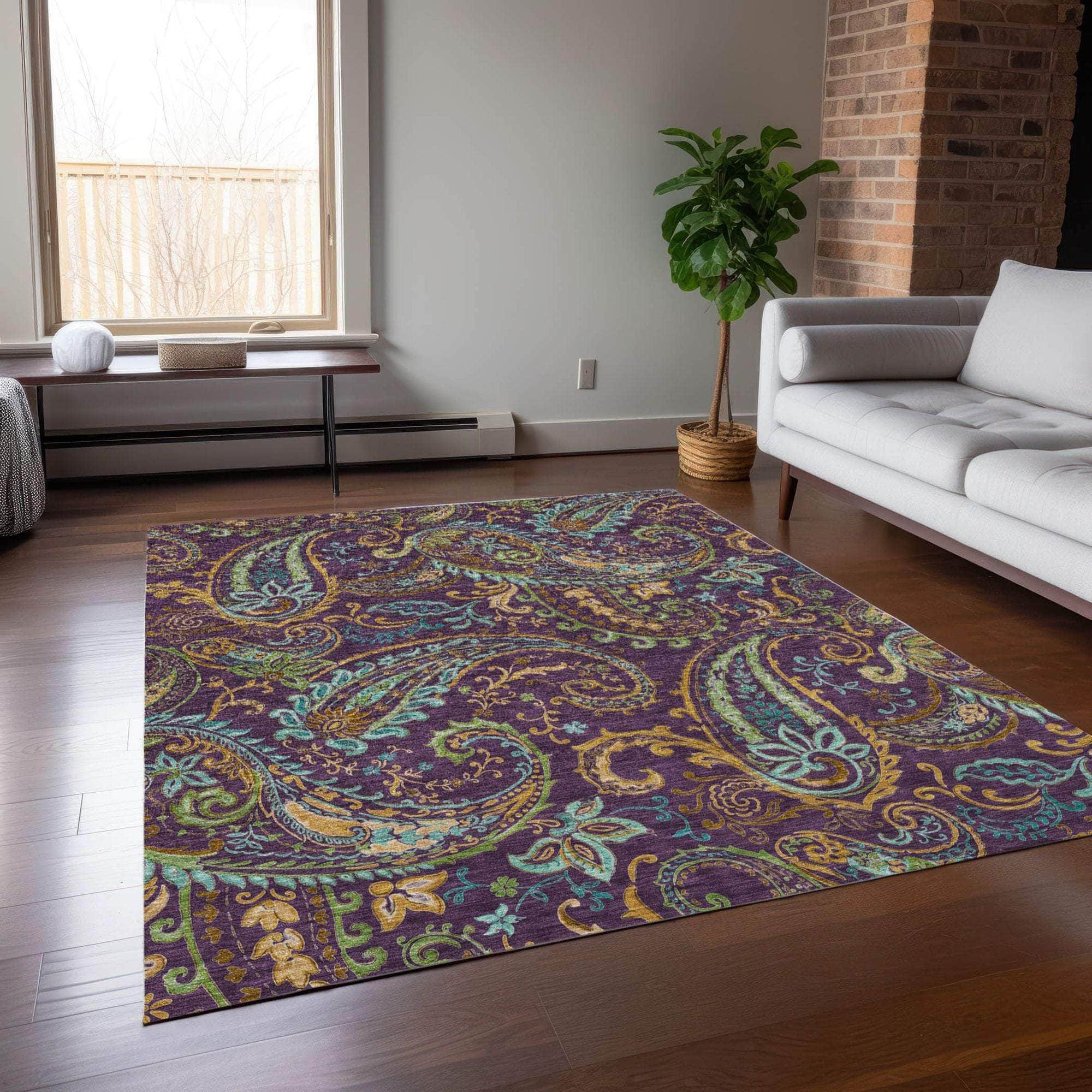 Machine Made ACN533 Purple Rugs