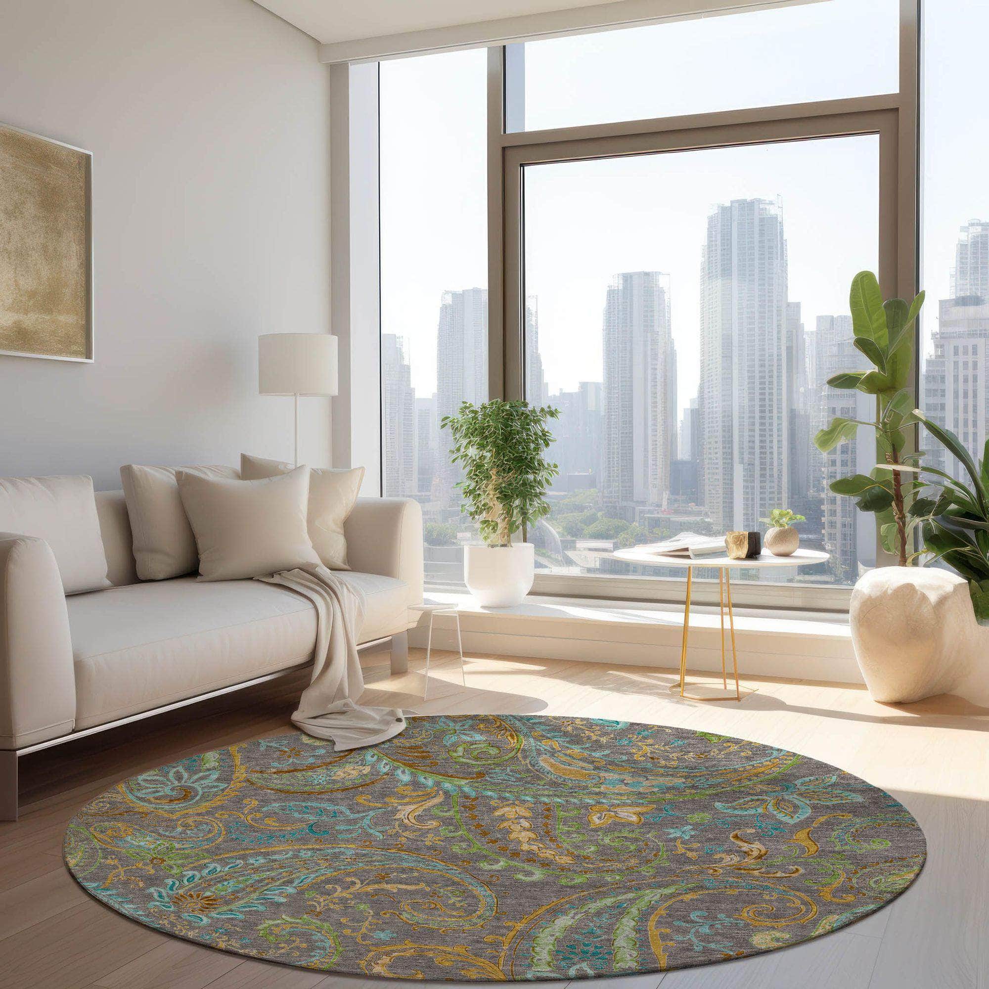 Machine Made ACN533 Taupe Brown Rugs