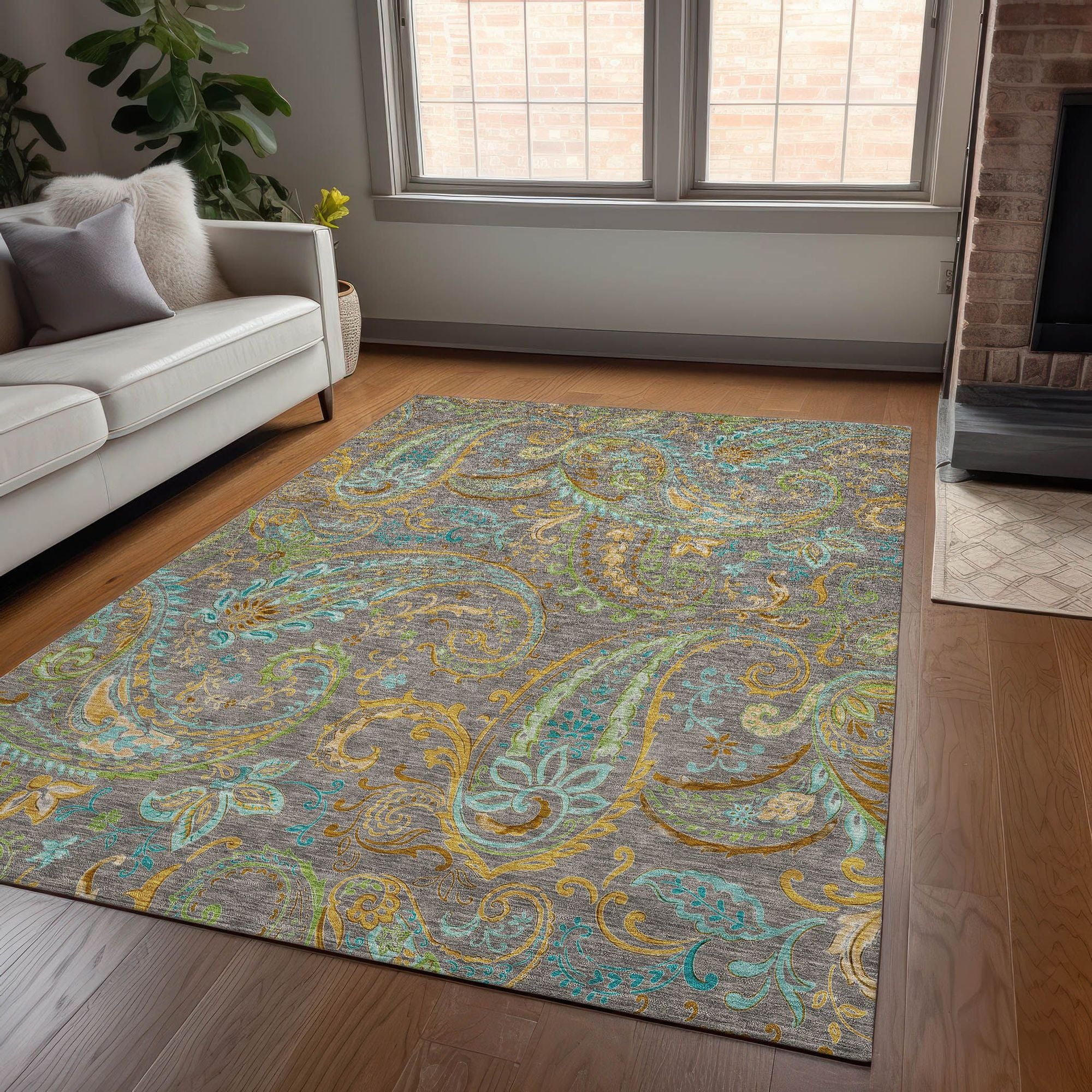 Machine Made ACN533 Taupe Brown Rugs