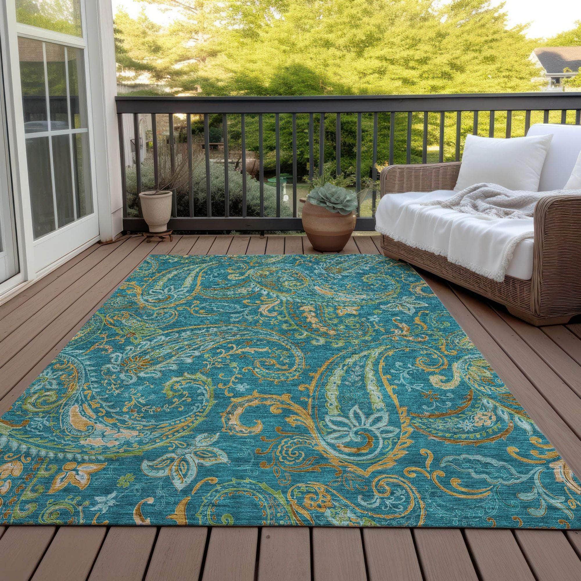 Machine Made ACN533 Teal Rugs