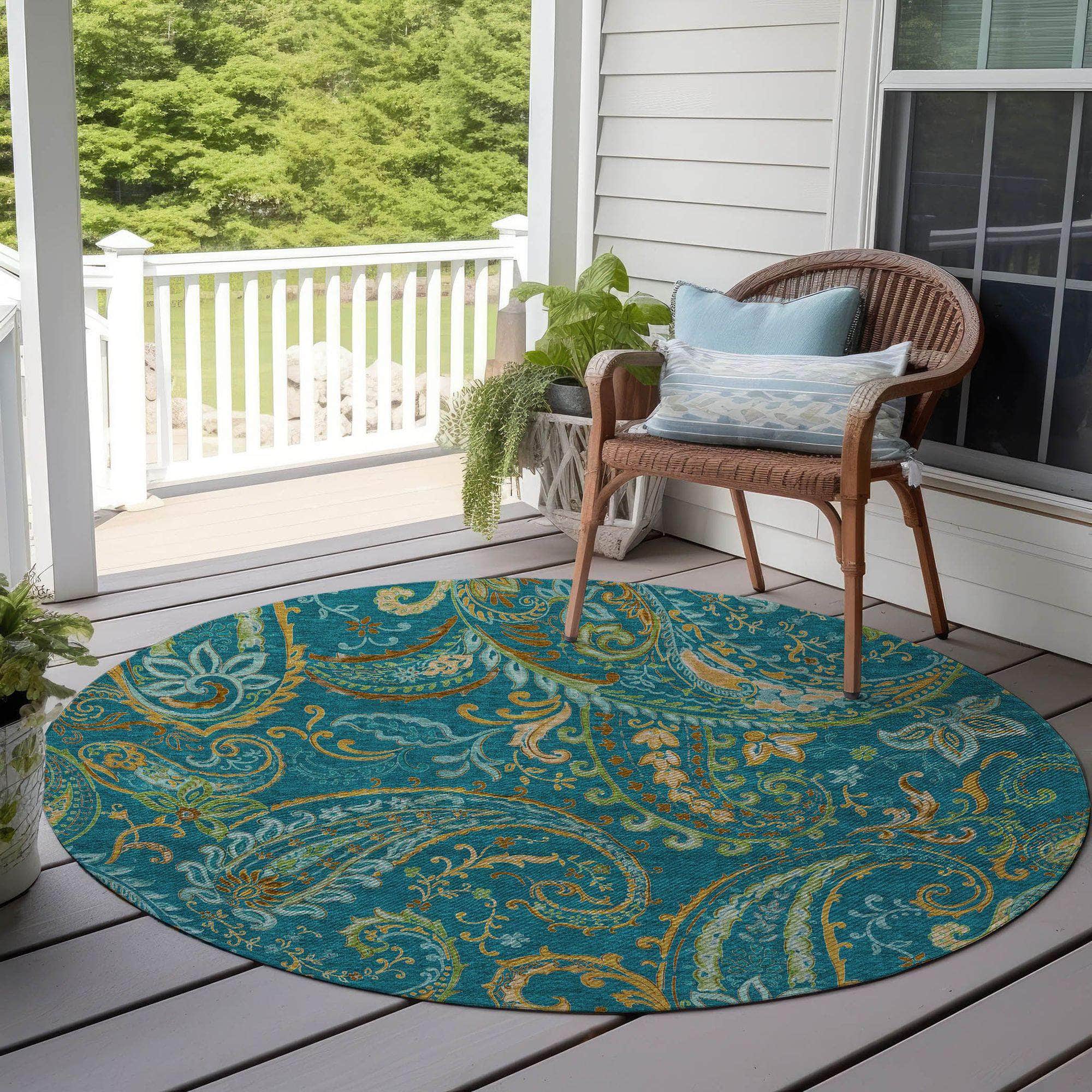 Machine Made ACN533 Teal Rugs