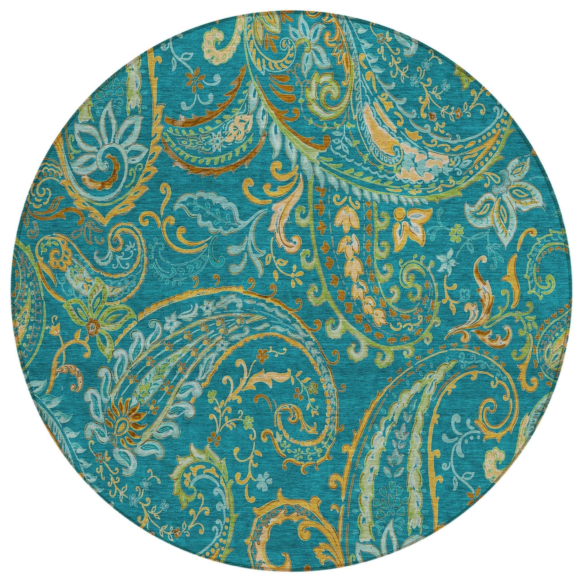 AP Home Kalymnos Teal Rug - Indoor / Outdoor - Kids / Pet Friendly Paisley Print Rug