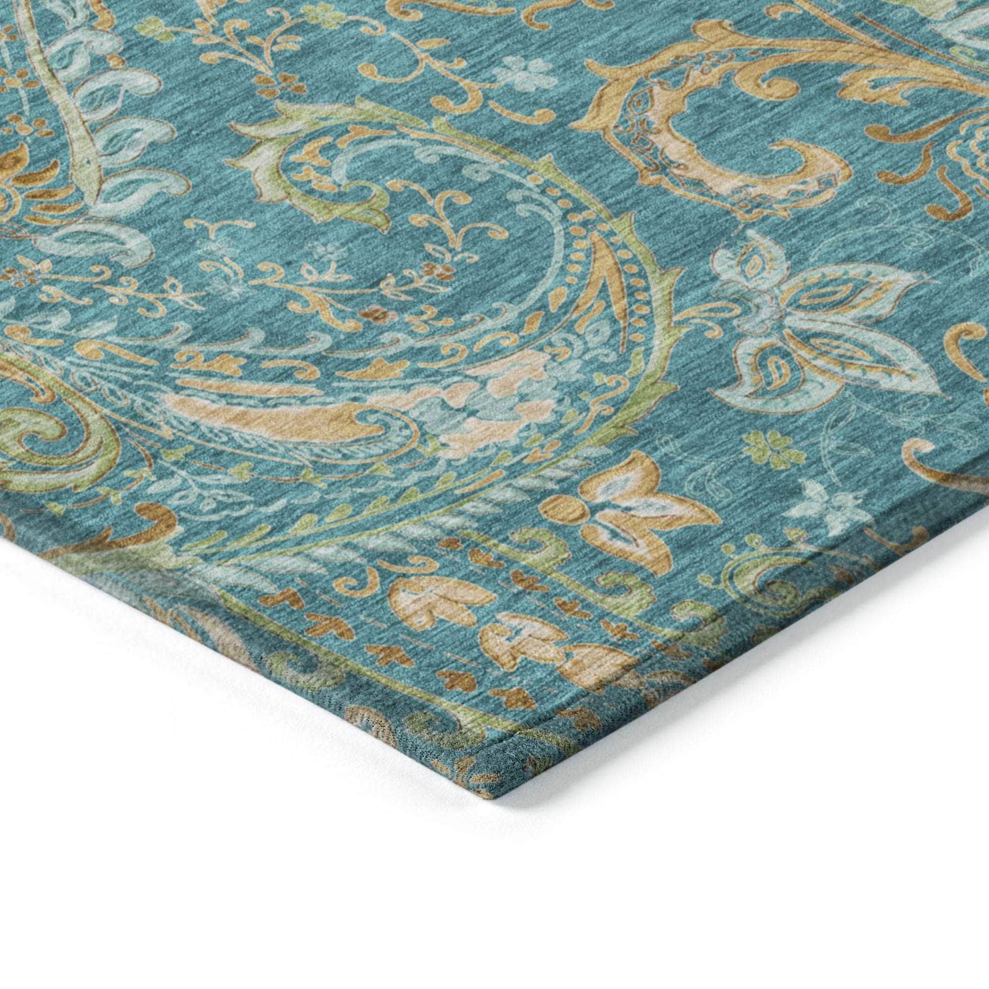 Machine Made ACN533 Teal Rugs