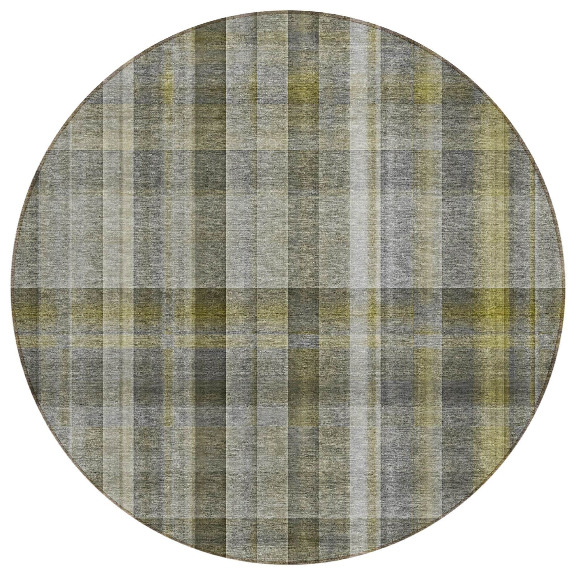 Machine Washable Gray Rug - Indoor / Outdoor - Kids / Pet Friendly Plaid Print Rug