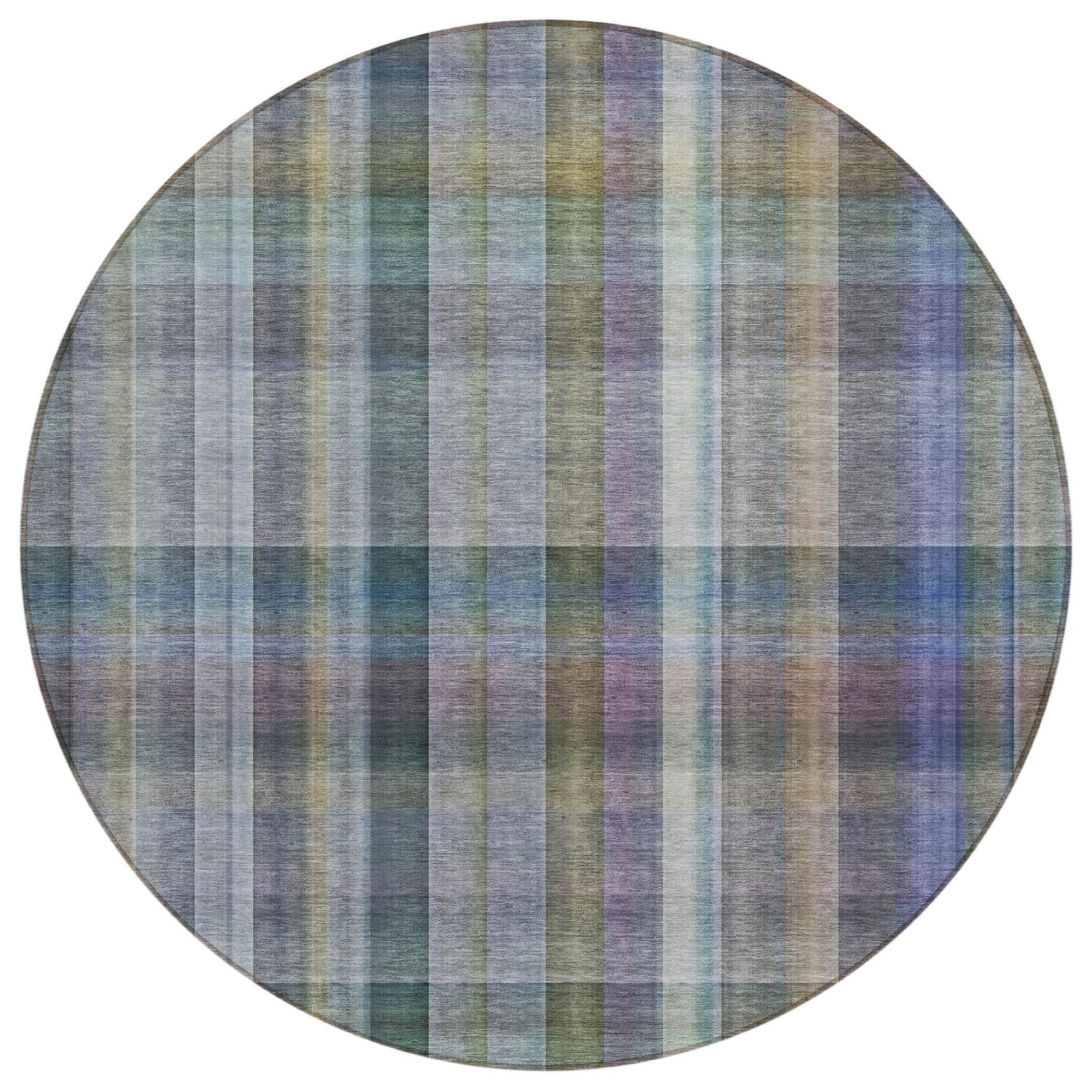 Machine Washable Green Rug - Indoor / Outdoor - Kids / Pet Friendly Plaid Print Rug