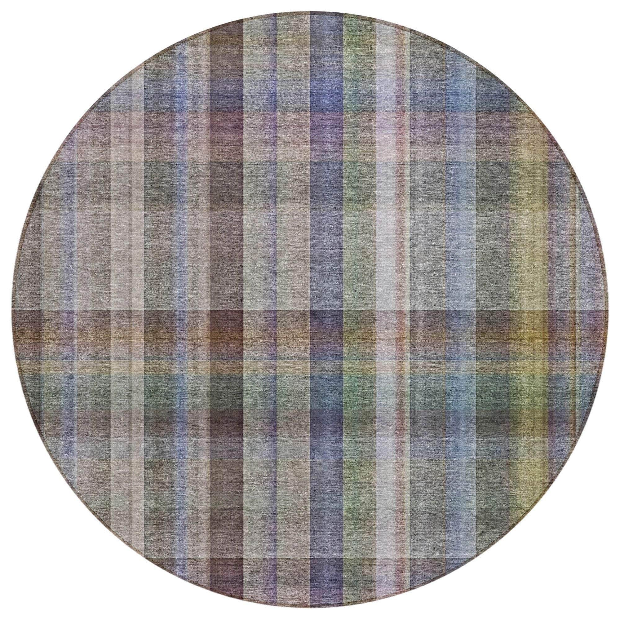 Machine Washable Pewter Gray Rug - Indoor / Outdoor - Kids / Pet Friendly Plaid Print Rug