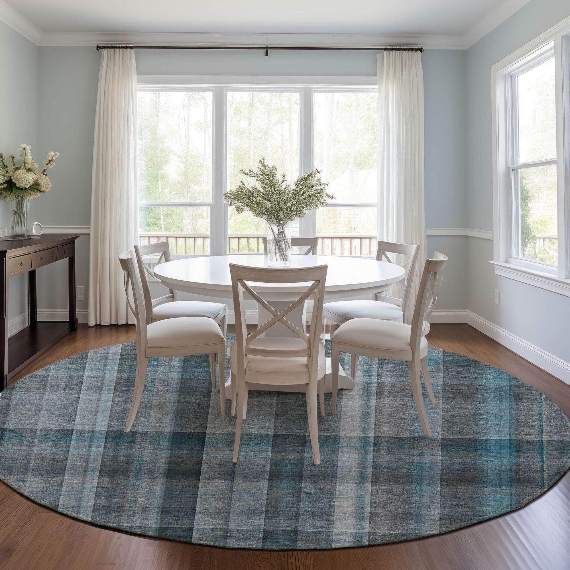 Machine Made ACN534 Teal Rugs
