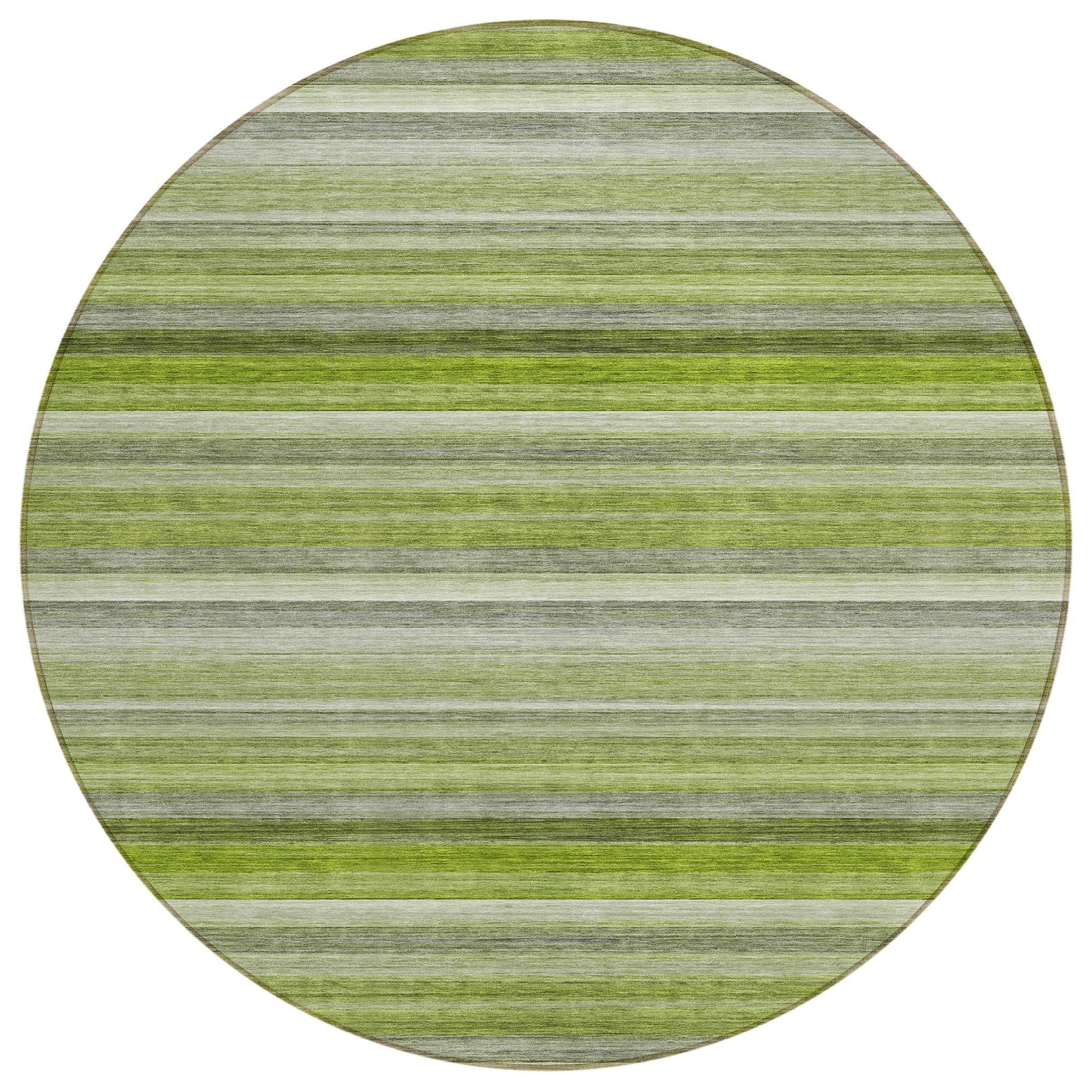 Machine Washable Fern Green Rug - Indoor / Outdoor - Kids / Pet Friendly Stripes Print Rug