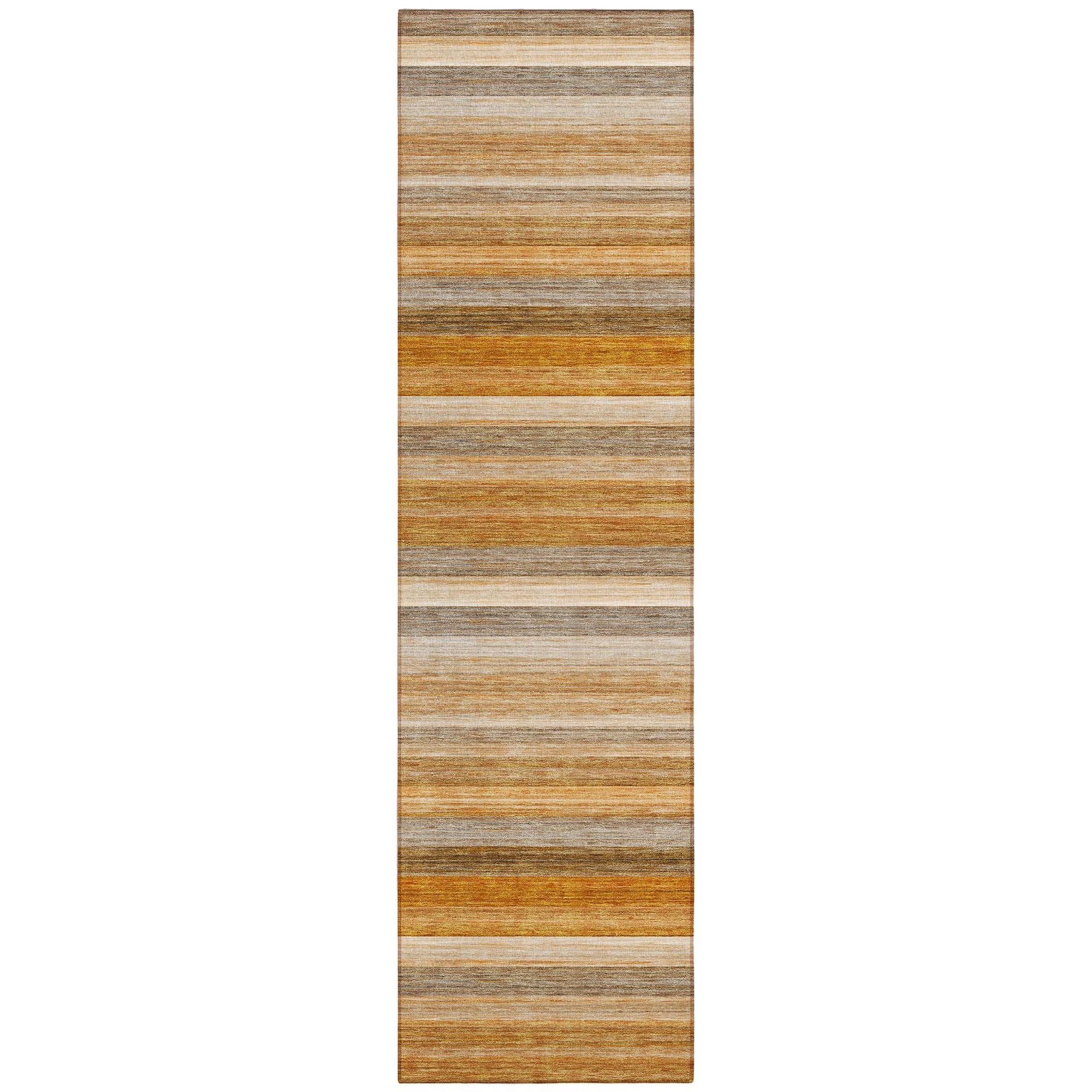Machine Washable Paprika Orange Rug - Indoor / Outdoor - Kids / Pet Friendly Stripes Print Rug