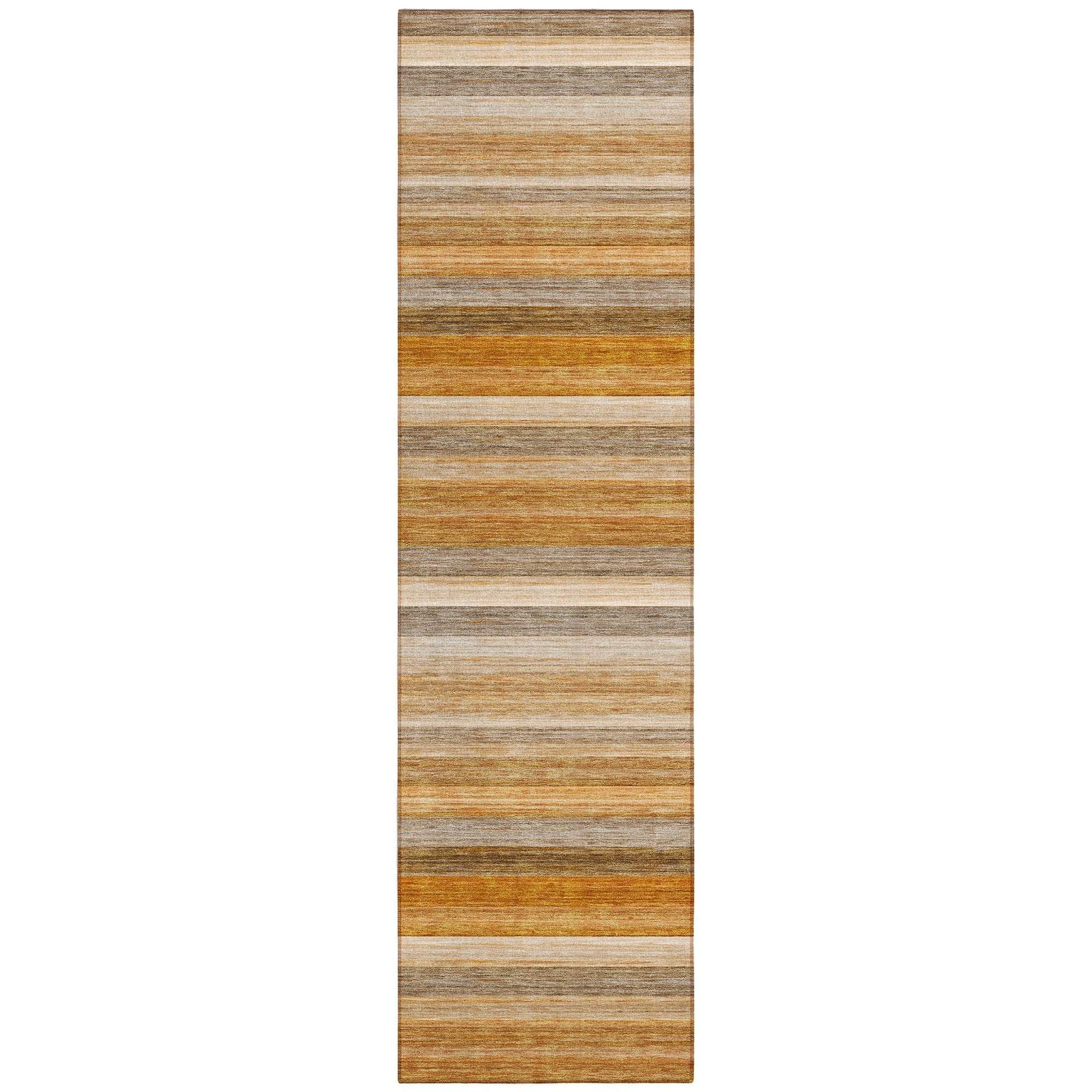 Machine Washable Paprika Orange Rug - Indoor / Outdoor - Kids / Pet Friendly Stripes Print Rug