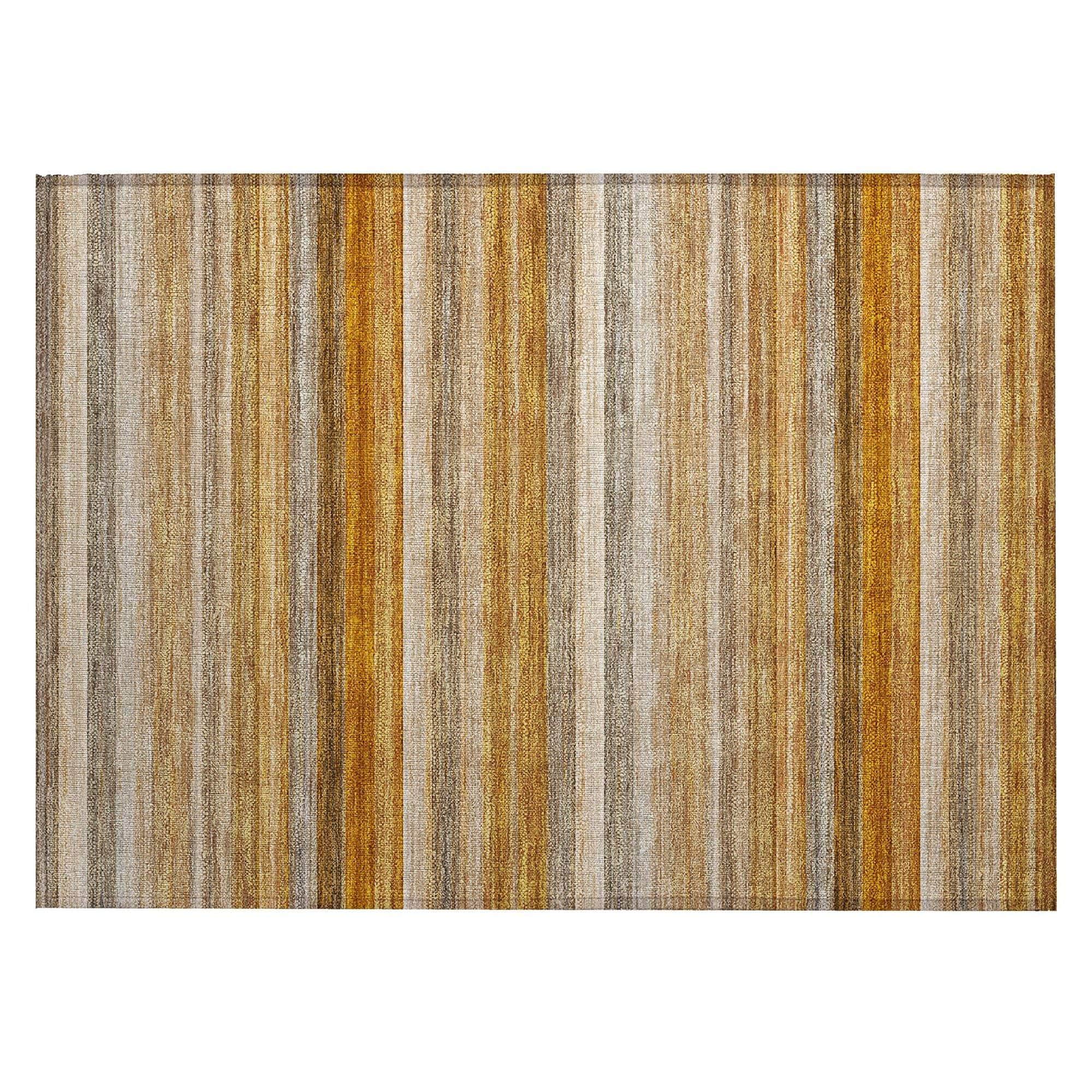 Machine Washable Paprika Orange Rug - Indoor / Outdoor - Kids / Pet Friendly Stripes Print Rug