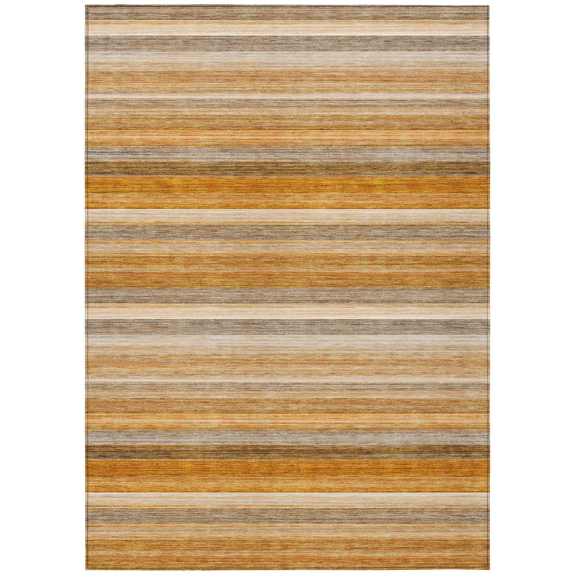 Machine Washable Paprika Orange Rug - Indoor / Outdoor - Kids / Pet Friendly Stripes Print Rug