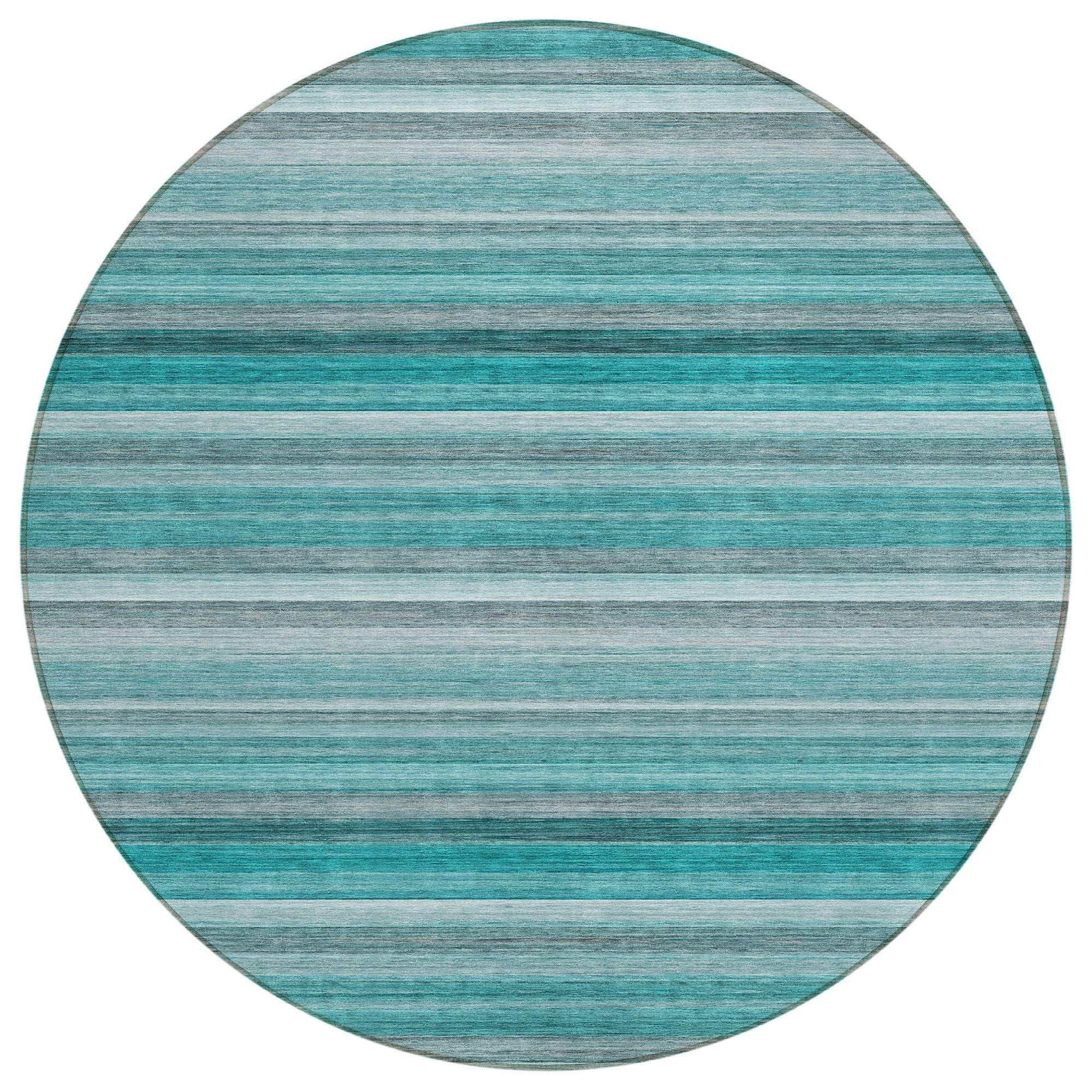 Machine Washable Teal Rug - Indoor / Outdoor - Kids / Pet Friendly Stripes Print Rug