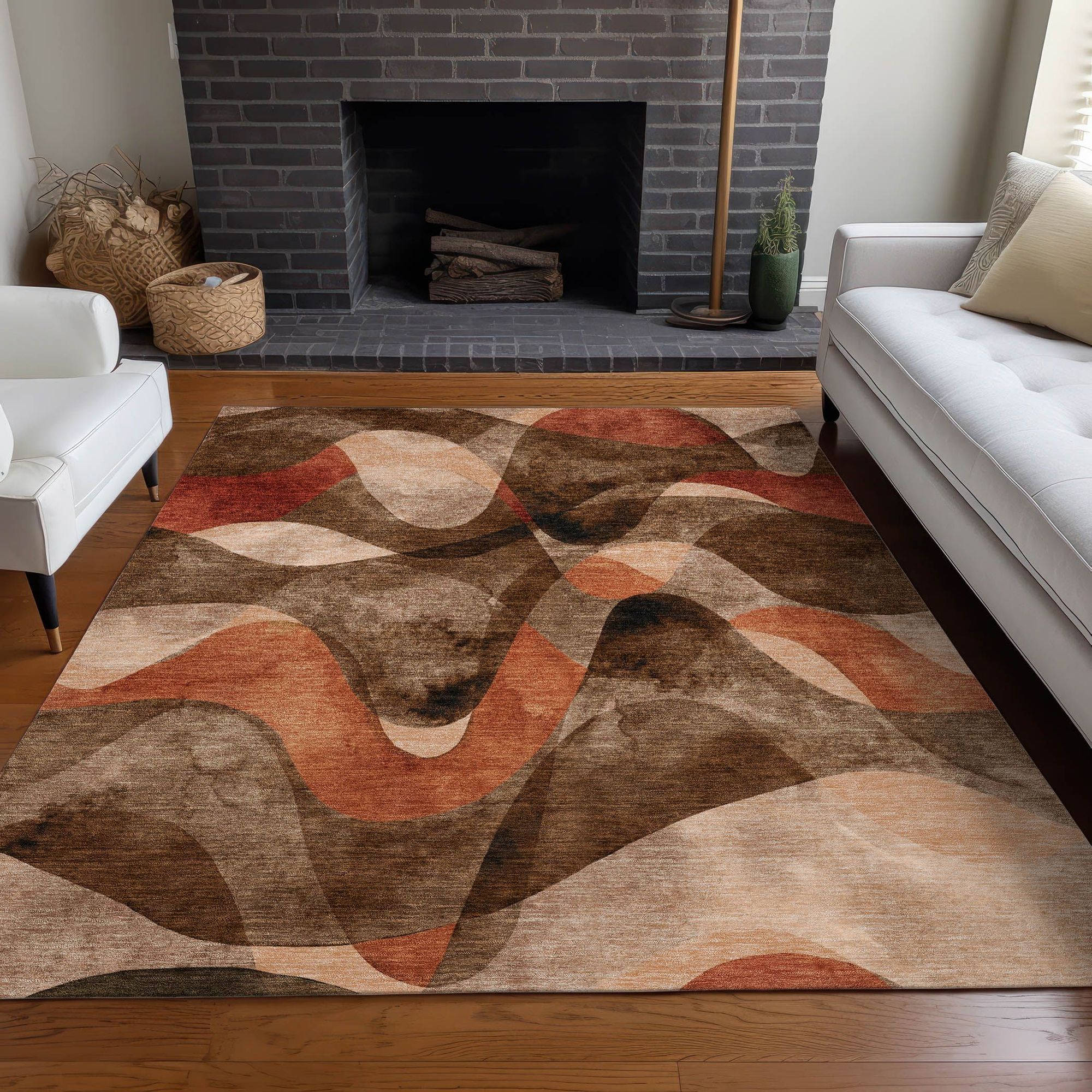 Machine Made ACN536 Chocolate Brown Rugs