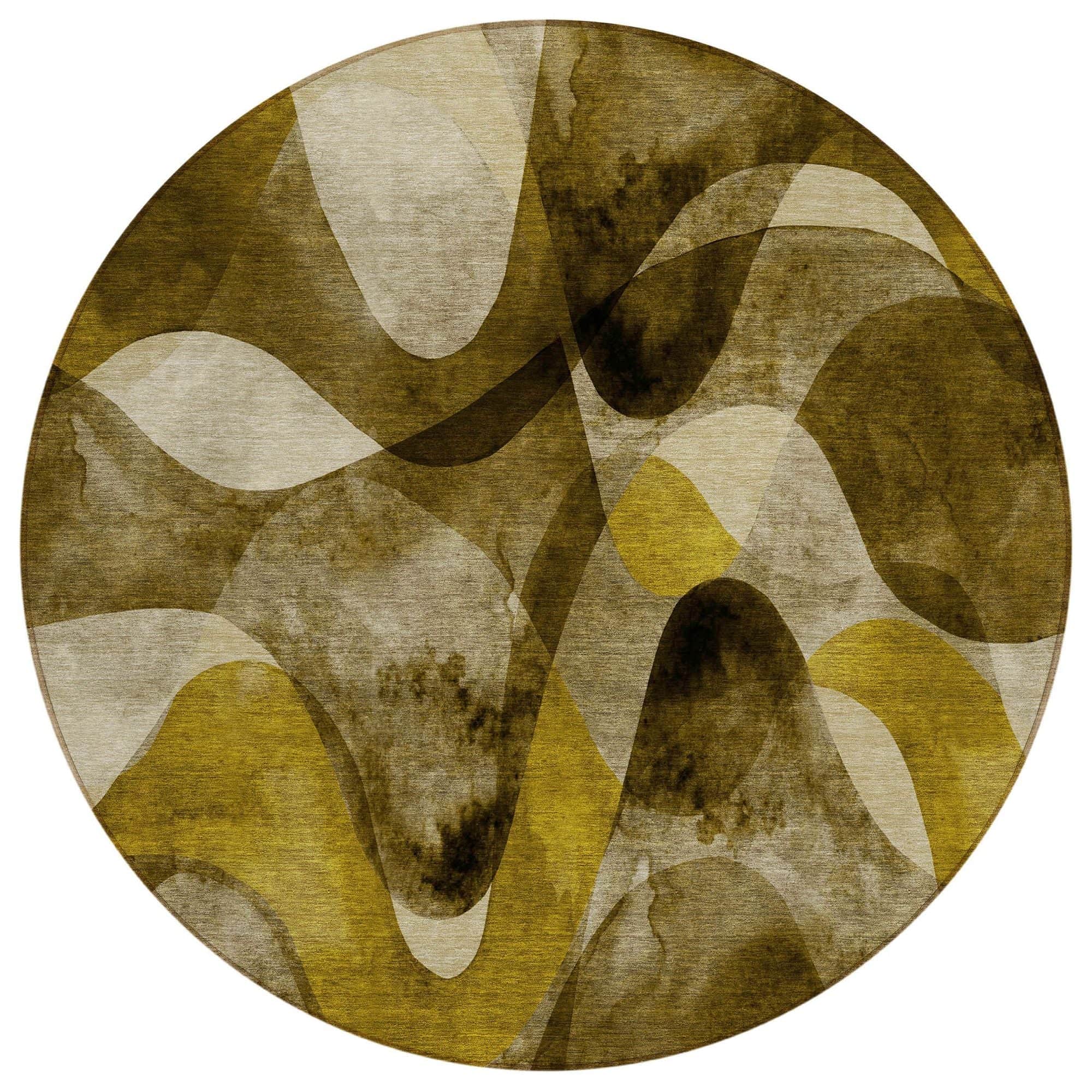 Machine Washable Coffee Brown Rug - Indoor / Outdoor - Kids / Pet Friendly Abstract Print Rug